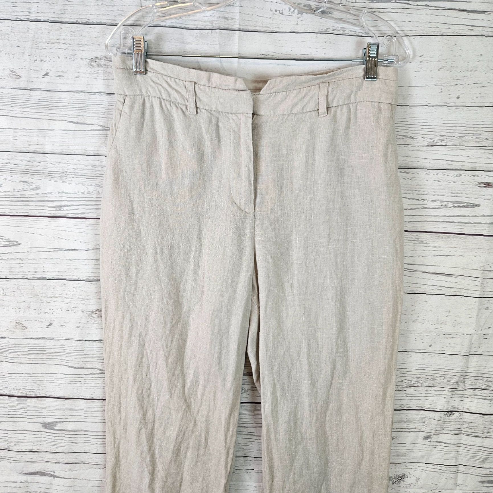 Vintage Caroll Paris Womens Linen Cropped Pants 38 Beige High Rise Cropped Linen Pants Womens 38 Beige Caroll Paris Size 26" / US 2 / IT 38 - 2 Thumbnail
