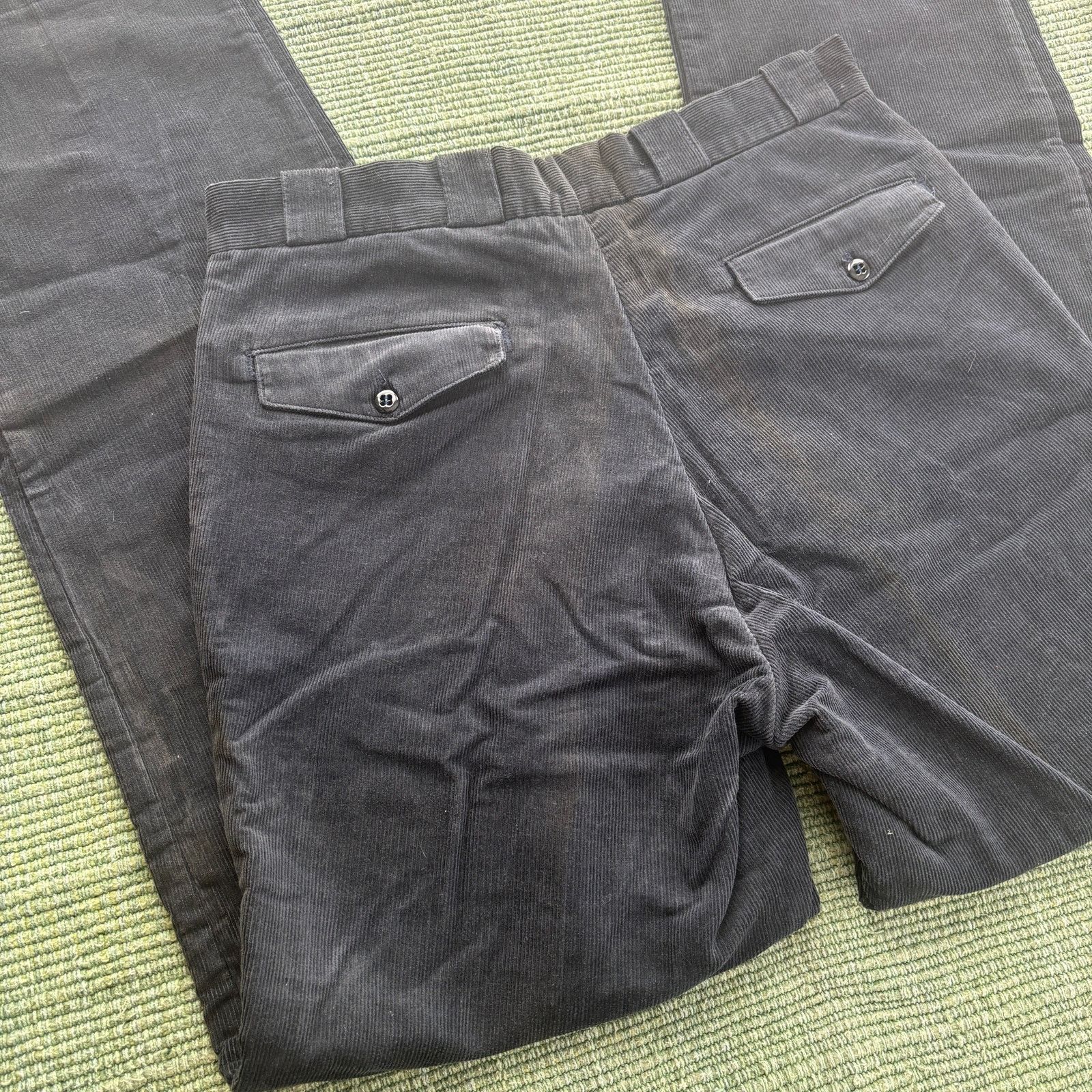 Vintage 1970s flannel lined blue corduroy straight leg trousers Size US 34 / EU 50 - 7 Thumbnail
