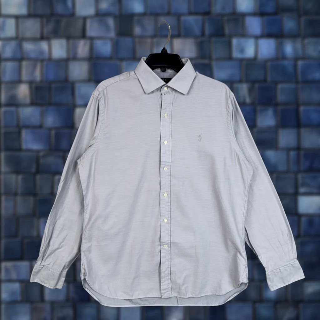 Polo Ralph Lauren Polo Ralph Lauren Shirt Mens 16 Blue Solid Long Sleeve Button Front Pony Logo (Used/Vintage) Size US L / EU 52-54 / 3 - 1 Thumbnail