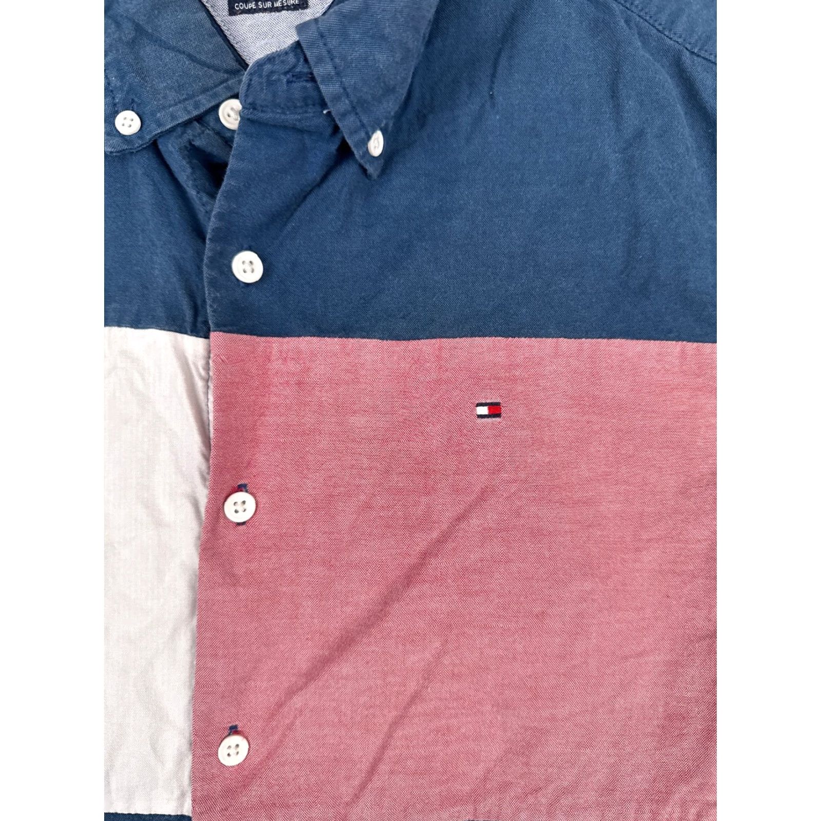Tommy Hilfiger VINTAGE Tommy Hilfiger Men's Shirt XL Blue Cotton Chambray Short Sleeve Button-Up Casual 90s Boys Size US XL / EU 56 / 4 - 6 Thumbnail