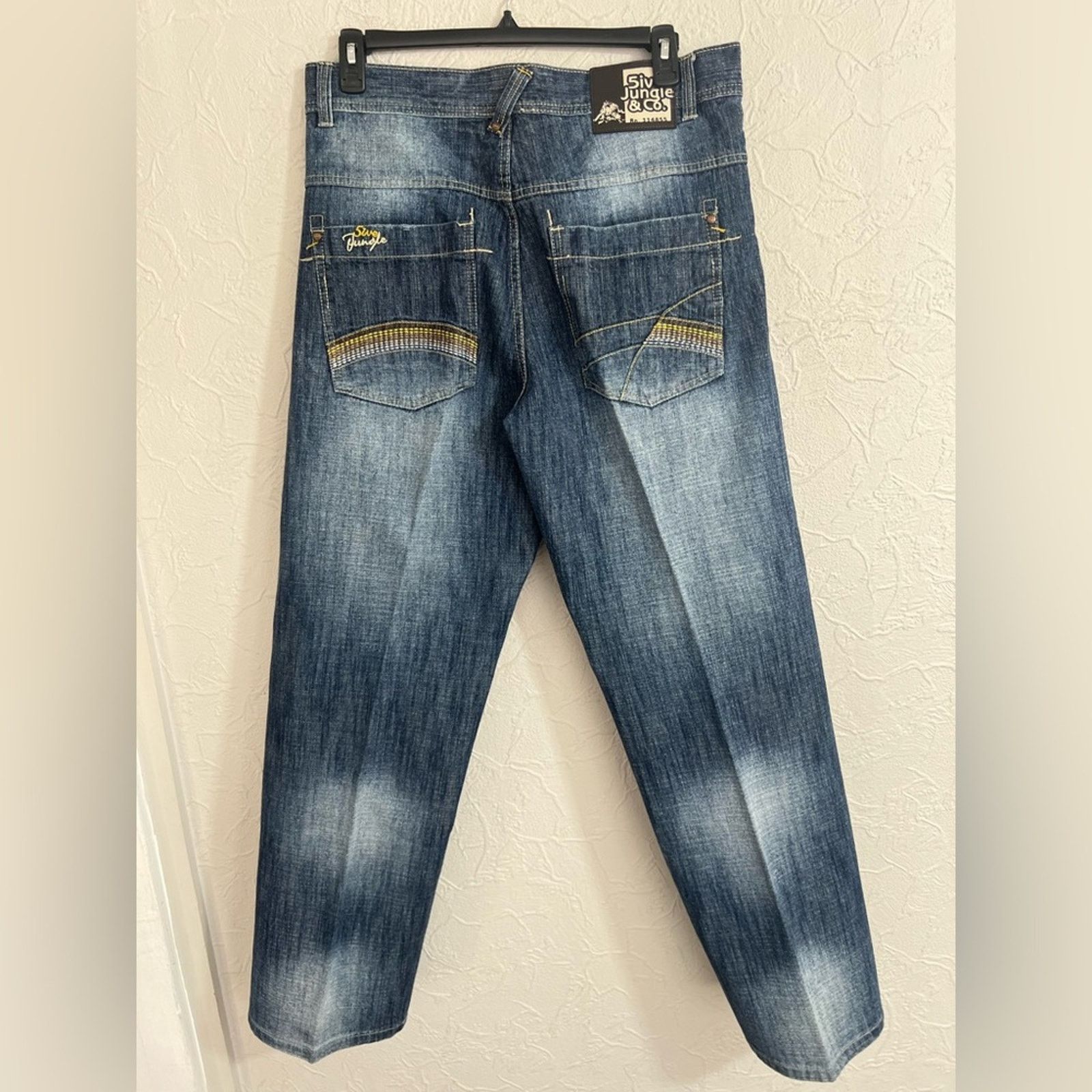 Jungles 5ive Jungle Jeans Mens 36x32 Wide Leg Embroidered Y2K Skater Size US 36 / EU 52 - 4 Thumbnail