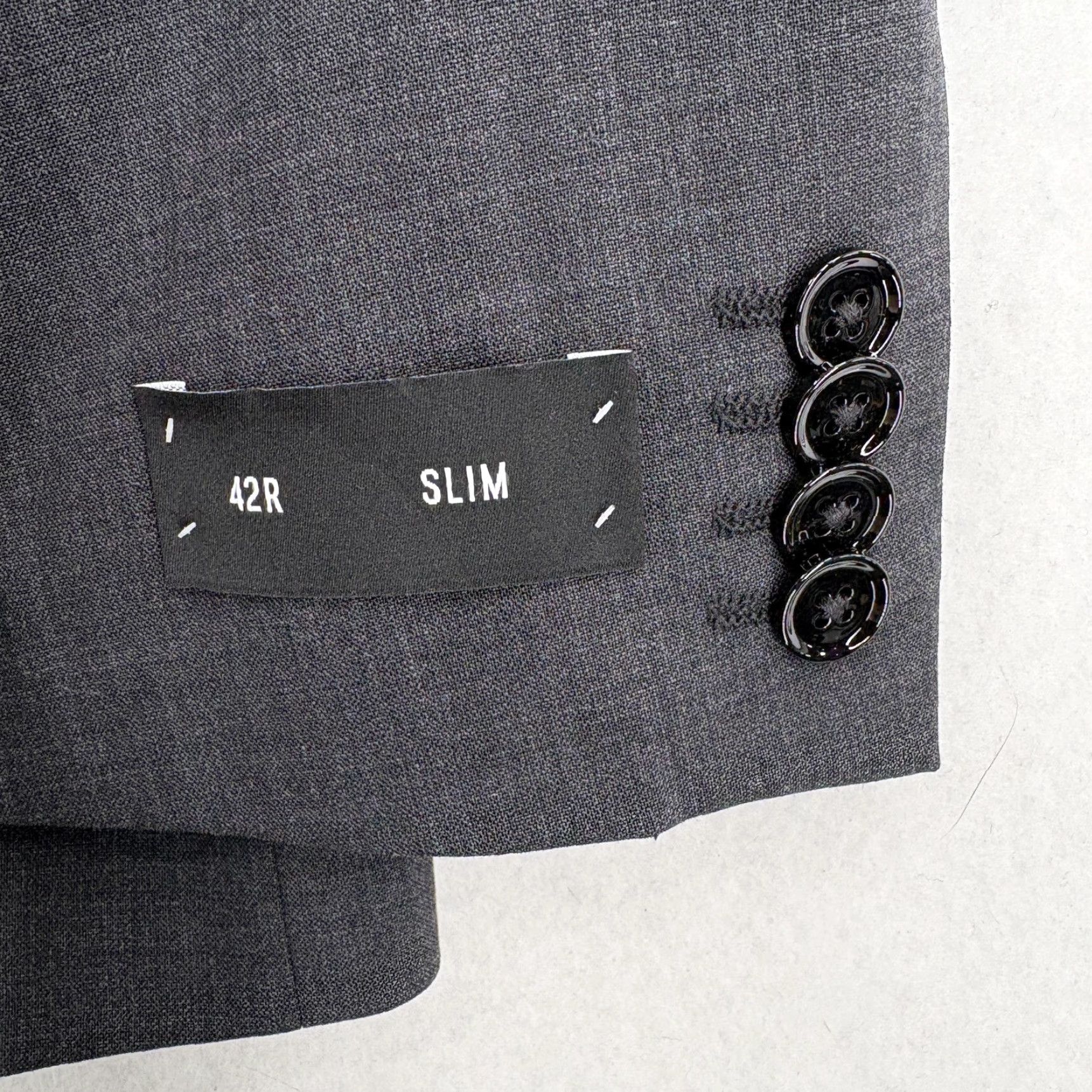 Express Express Slim Fit Two-Button Wool Blend Blazer Mens 42R Gray Jacket Regular Notch Lapel Size 42R - 6 Thumbnail