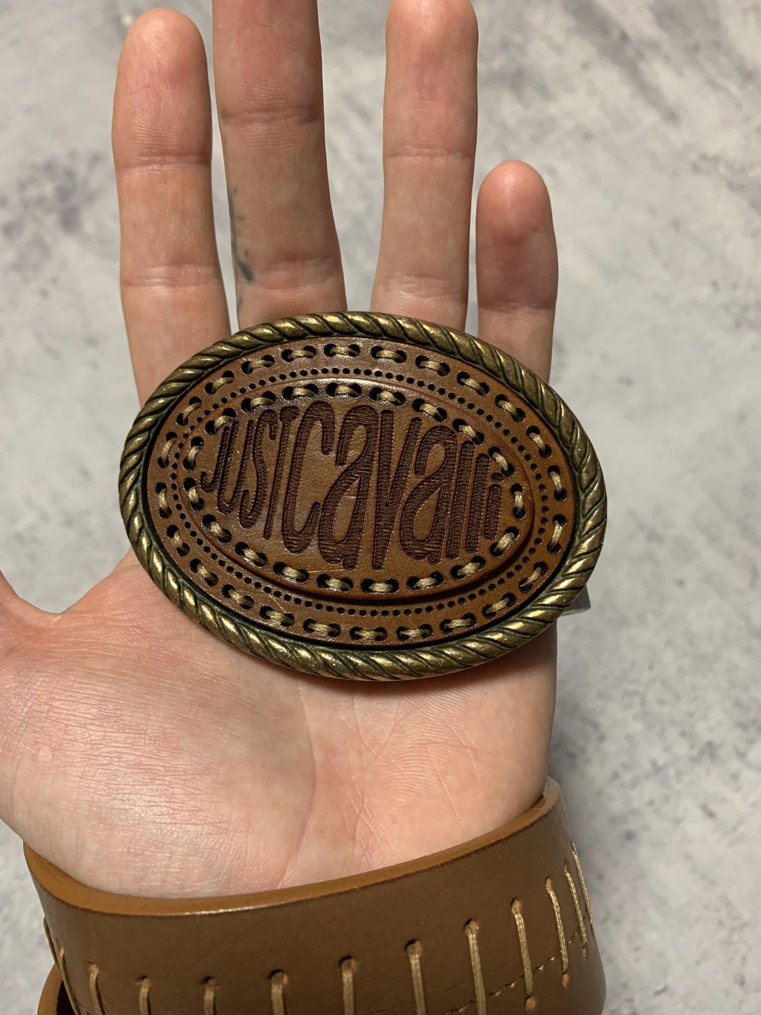 Just Cavalli Roberto Cavalli Men Leather Belt Size ONE SIZE - 2 Thumbnail