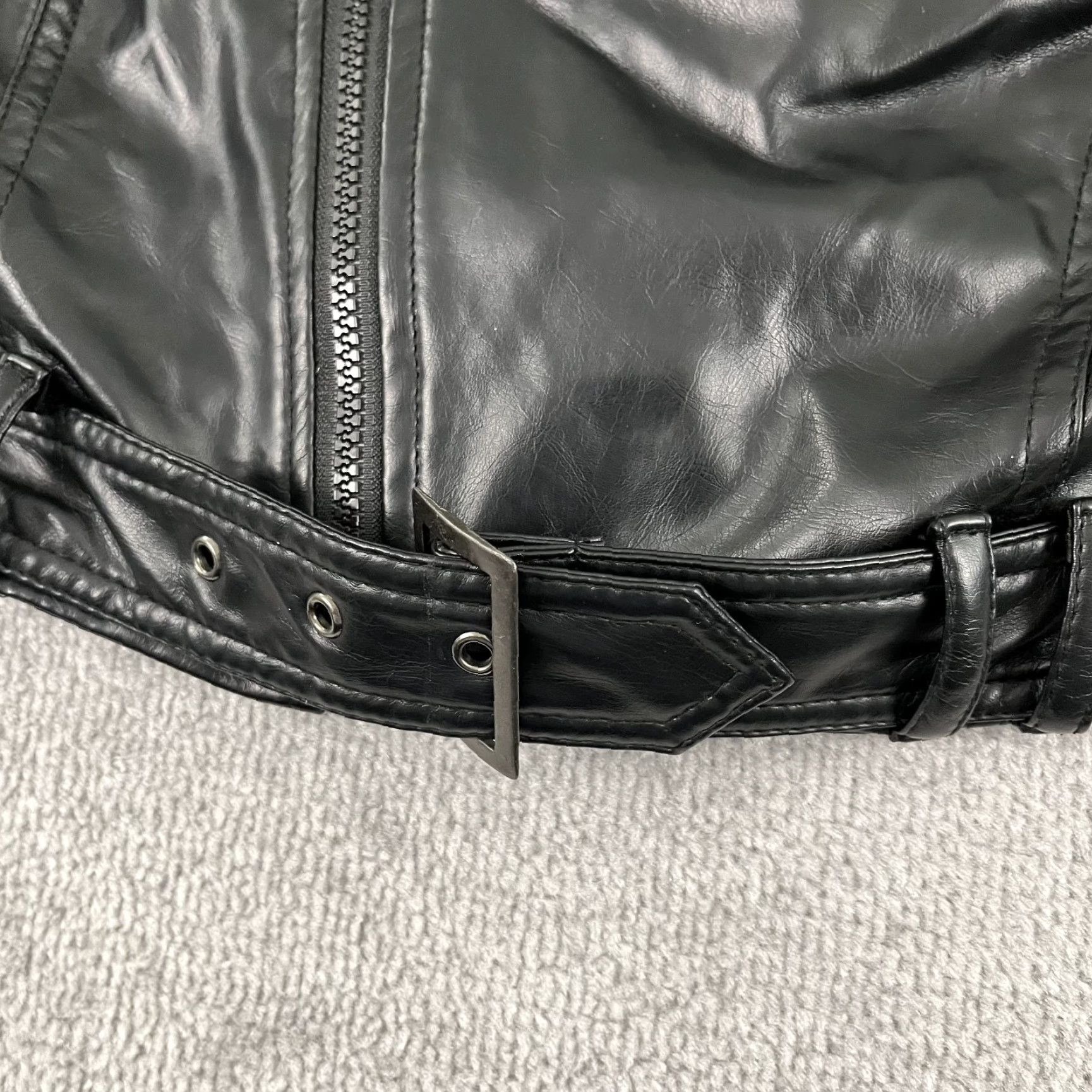 Vintage Abbey Dawn by Avril Lavigne Jacket Large Juniors 100% PVC Poly Leather Zip Moto Size L / US 10 / IT 46 - 6 Thumbnail