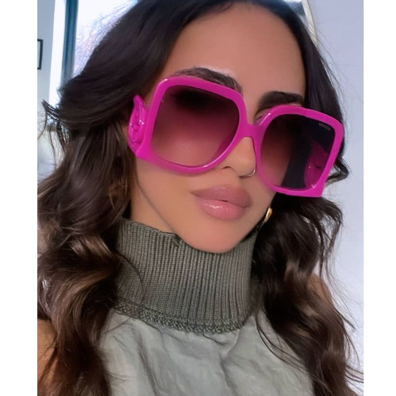 Gucci new gucci gg1326s pink logo oversized square sunglasses grailed