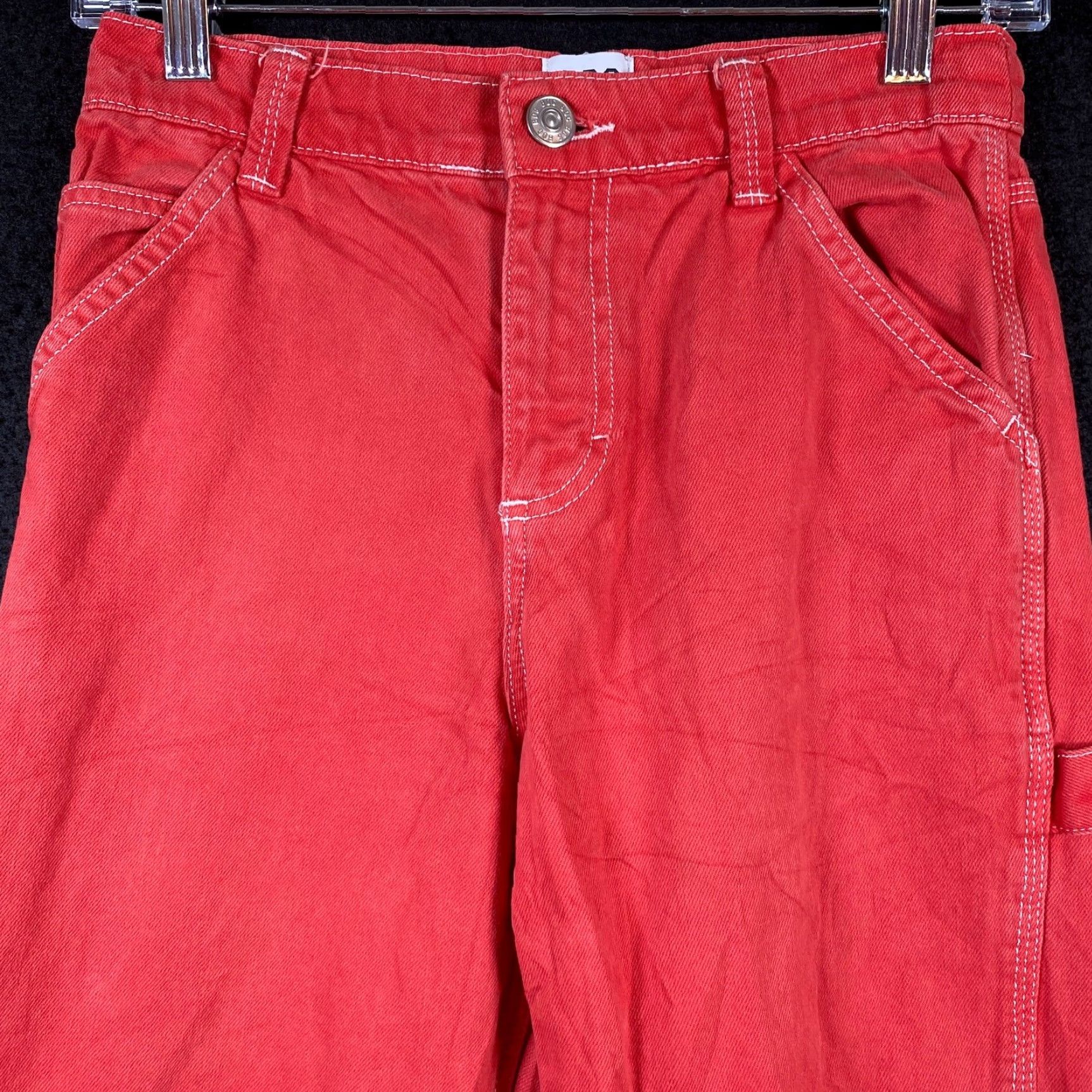 Bdg BDG Jeans Women Red Pink Cropped High Rise Cargo Straight Leg Stretch W25 Size 42" / US 20 - 2 Thumbnail