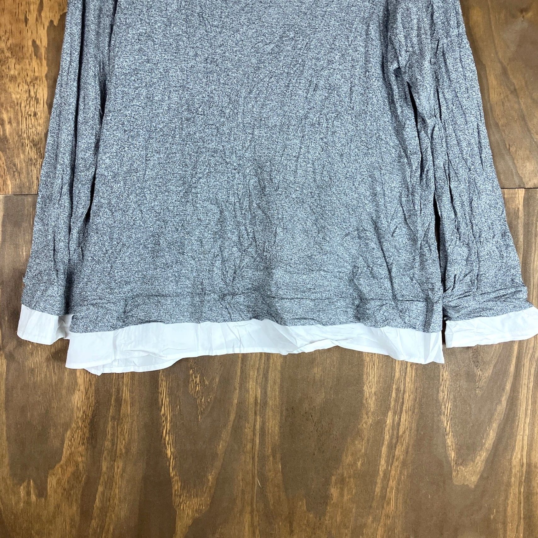 J. Jill J Jill Womens Blouse Gray White Wearever Collection Layer Long Sleeve Stretch 1X Size XL / US 12-14 / IT 48-50 - 3 Thumbnail