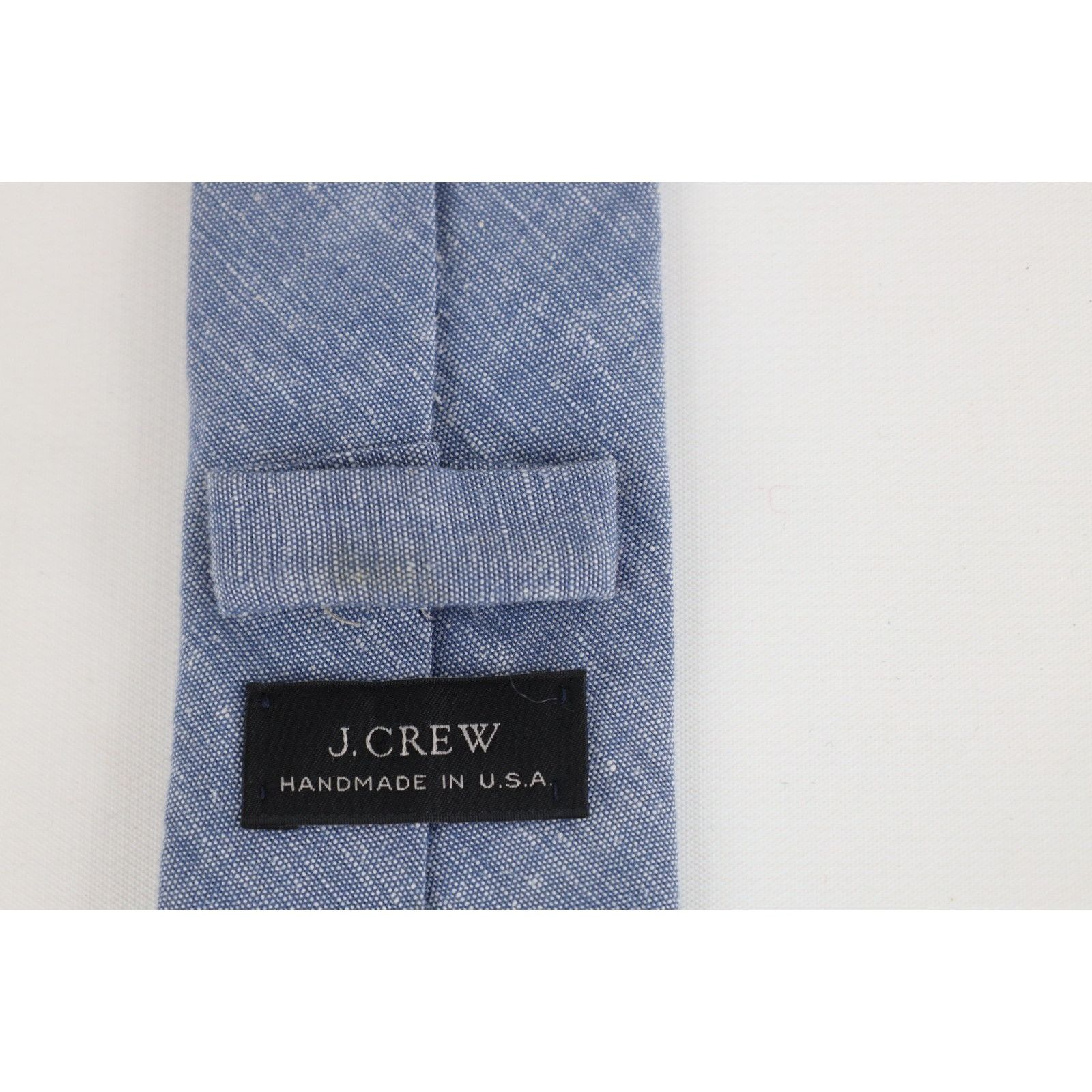 J.Crew Vintage J Crew Chambray Cotton Knit Handmade Skinny Neck Tie Size ONE SIZE - 3 Thumbnail
