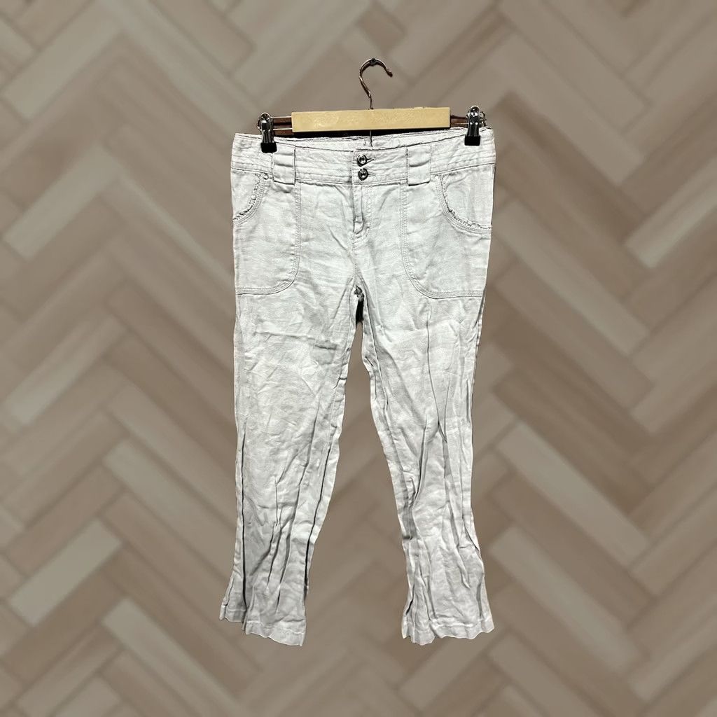 Vintage INC International Concepts Womens Pants Chino Linen Gray Size 4 Straight Leg 28in Inseam Size 27" / US 4 / IT 40 - 1 Thumbnail