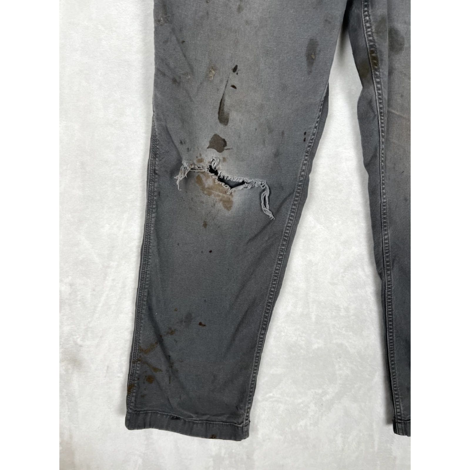 Carhartt Carhartt 34x30 Men's Relaxed Fit Canvas Pants BN2291M Gray Stained Grunge Vintage No Casual Workwear Carpenter 5-Pocket Logo Zipper Button Size US 34 / EU 50 - 2 Thumbnail
