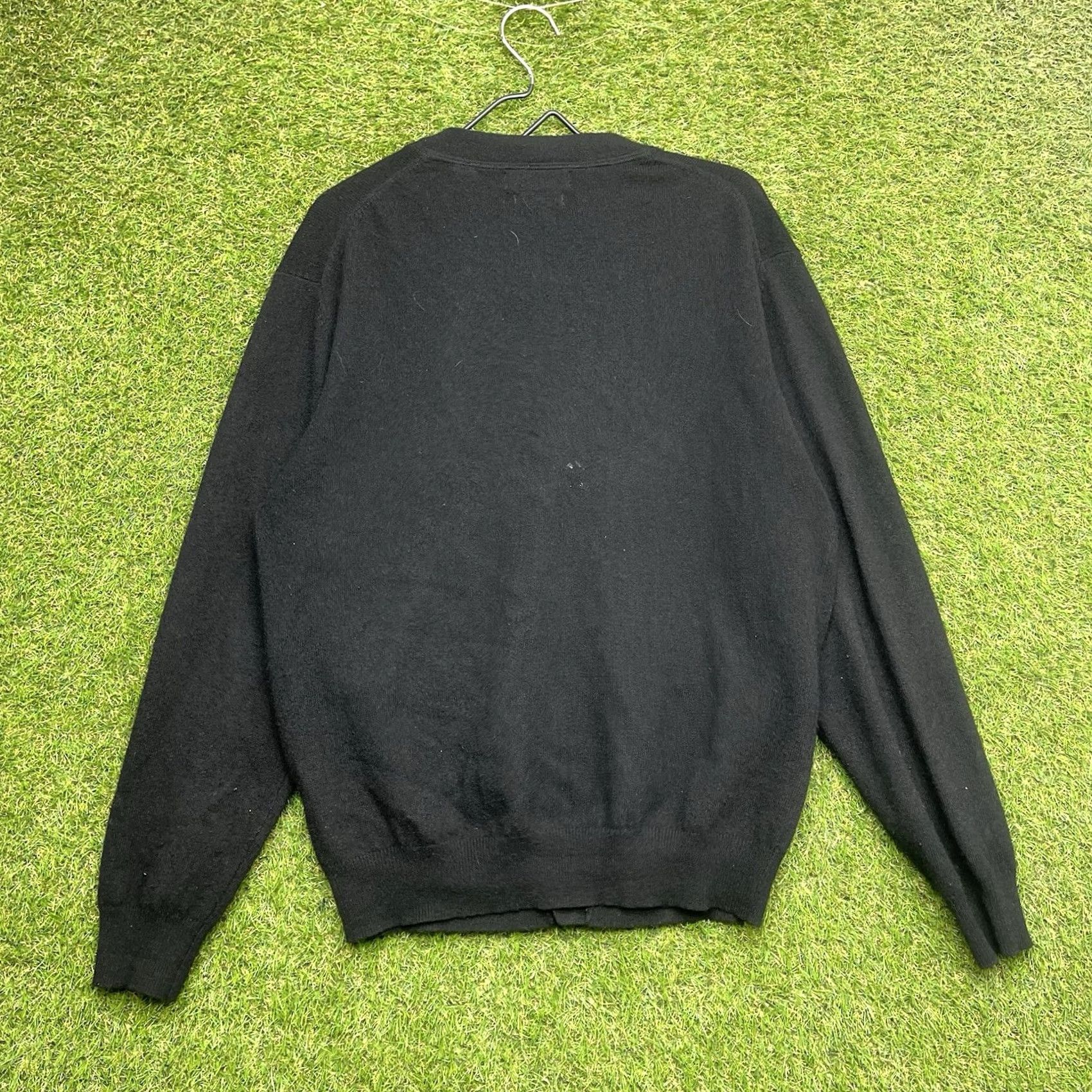 Vintage Alan Flusser Mens Cashmere Cardigan Sweater Long Sleeve V Neck Button Black M Regular Size US M / EU 48-50 / 2 - 2 Thumbnail