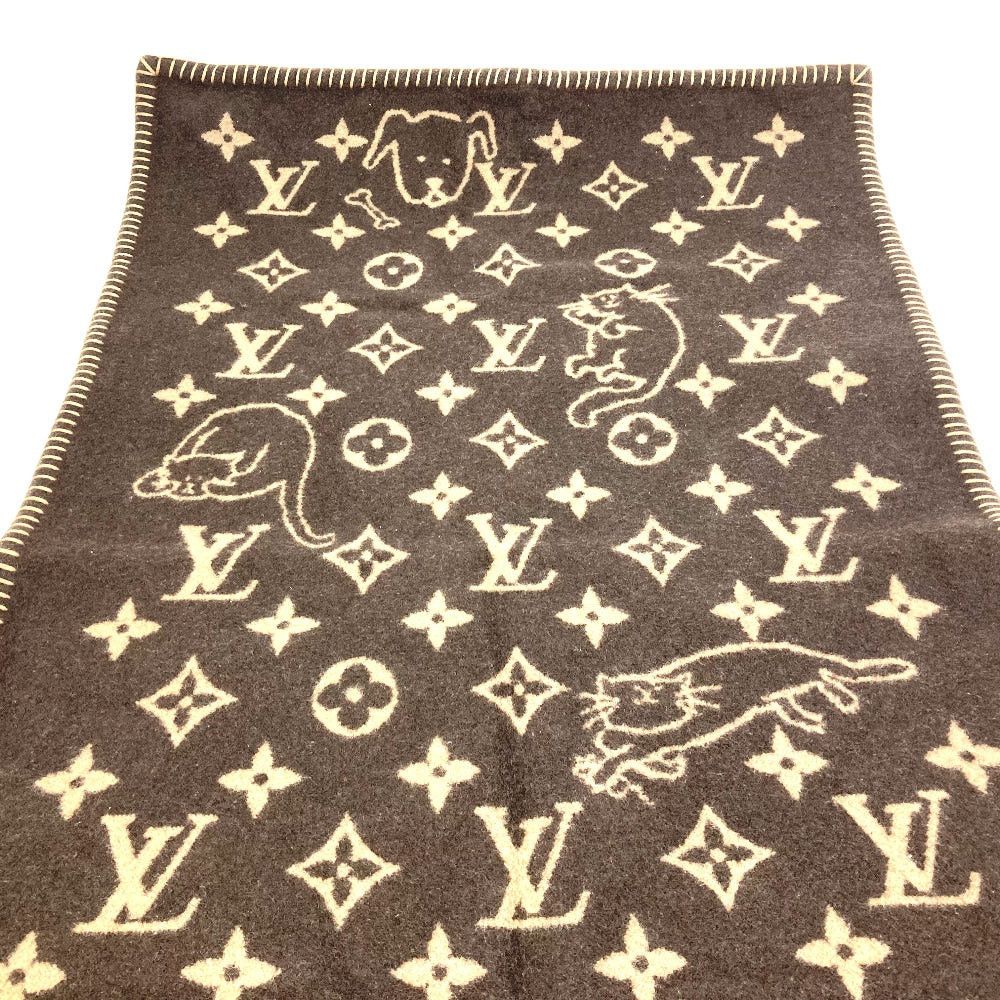 Louis Vuitton Louis Vuitton Mp2260 Blanket Interior Cuverture Small Catgram Cat Animal Wool Women Brown Size ONE SIZE - 1 Thumbnail