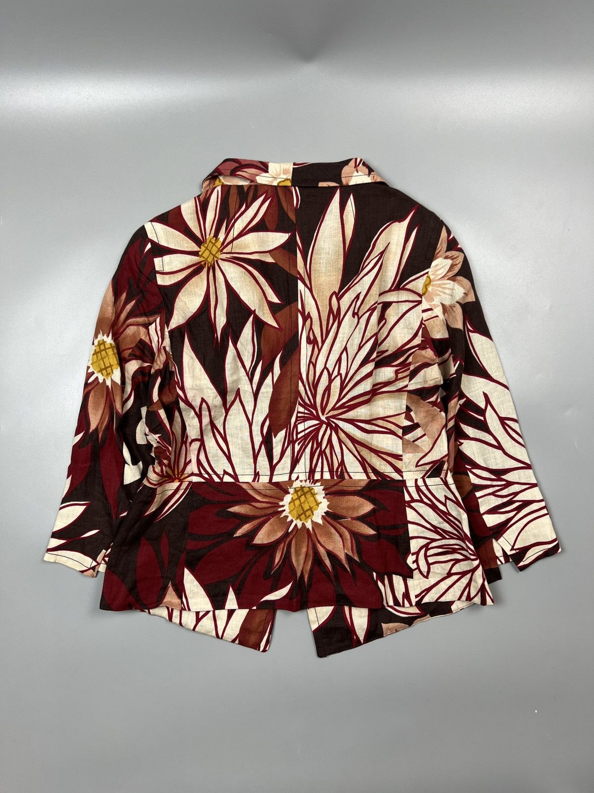 Max Mara Max Mara Floral Patter Linen Blazer (Y0426) Size L / US 10 / IT 46 - 8 Thumbnail
