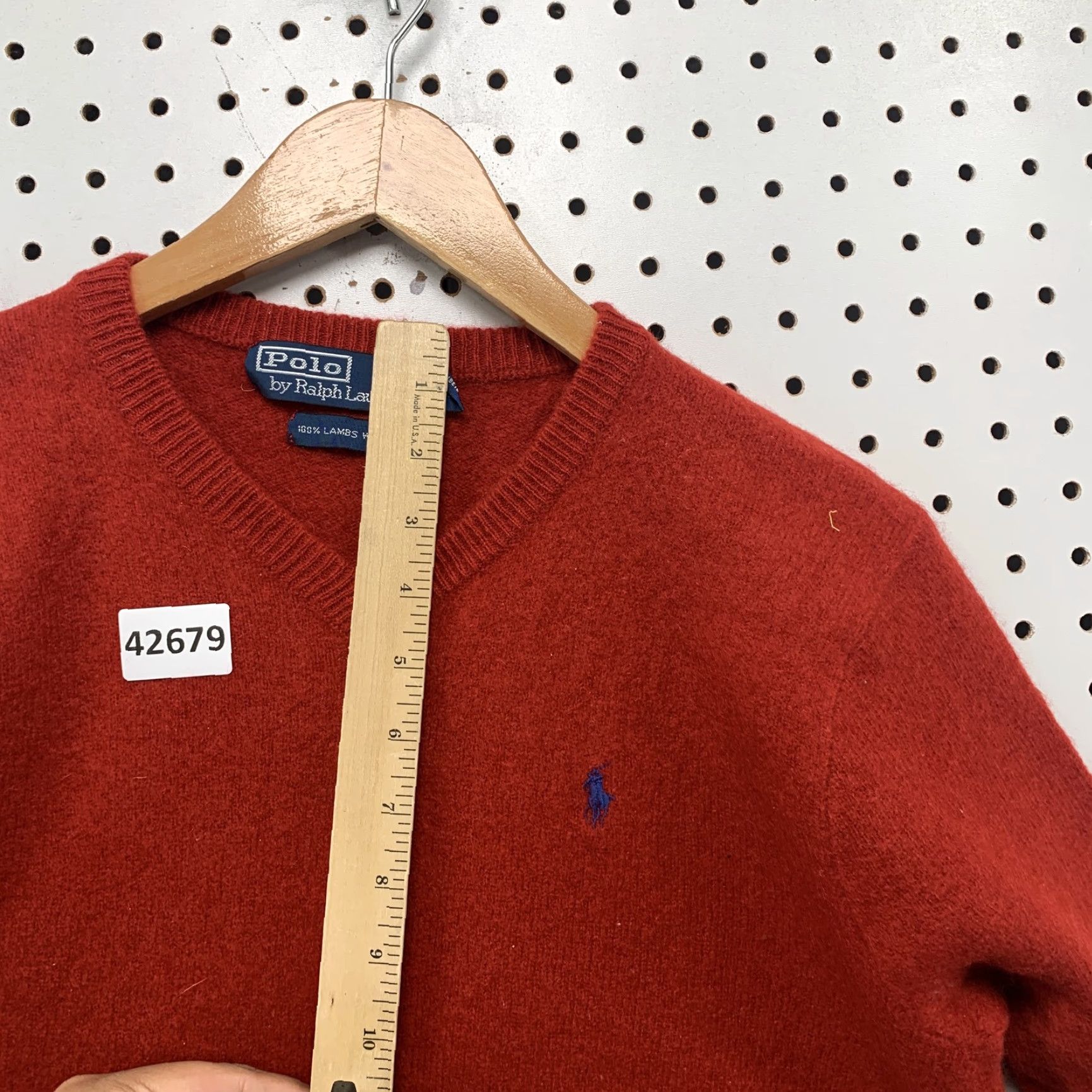 Polo Ralph Lauren Polo Ralph Lauren Sweater Shirt Mens Large Red V-Neck Pullover Knit Wool 100% Lambs Wool Casual Mens Size US L / EU 52-54 / 3 - 5 Thumbnail