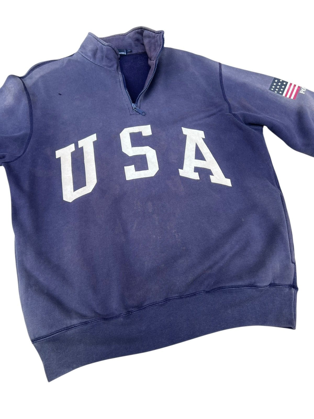 Polo Ralph Lauren Trashed 90s Polo Ralph Lauren Sun Faded Pull Over Sweatshirt Size US L / EU 52-54 / 3 - 9 Thumbnail