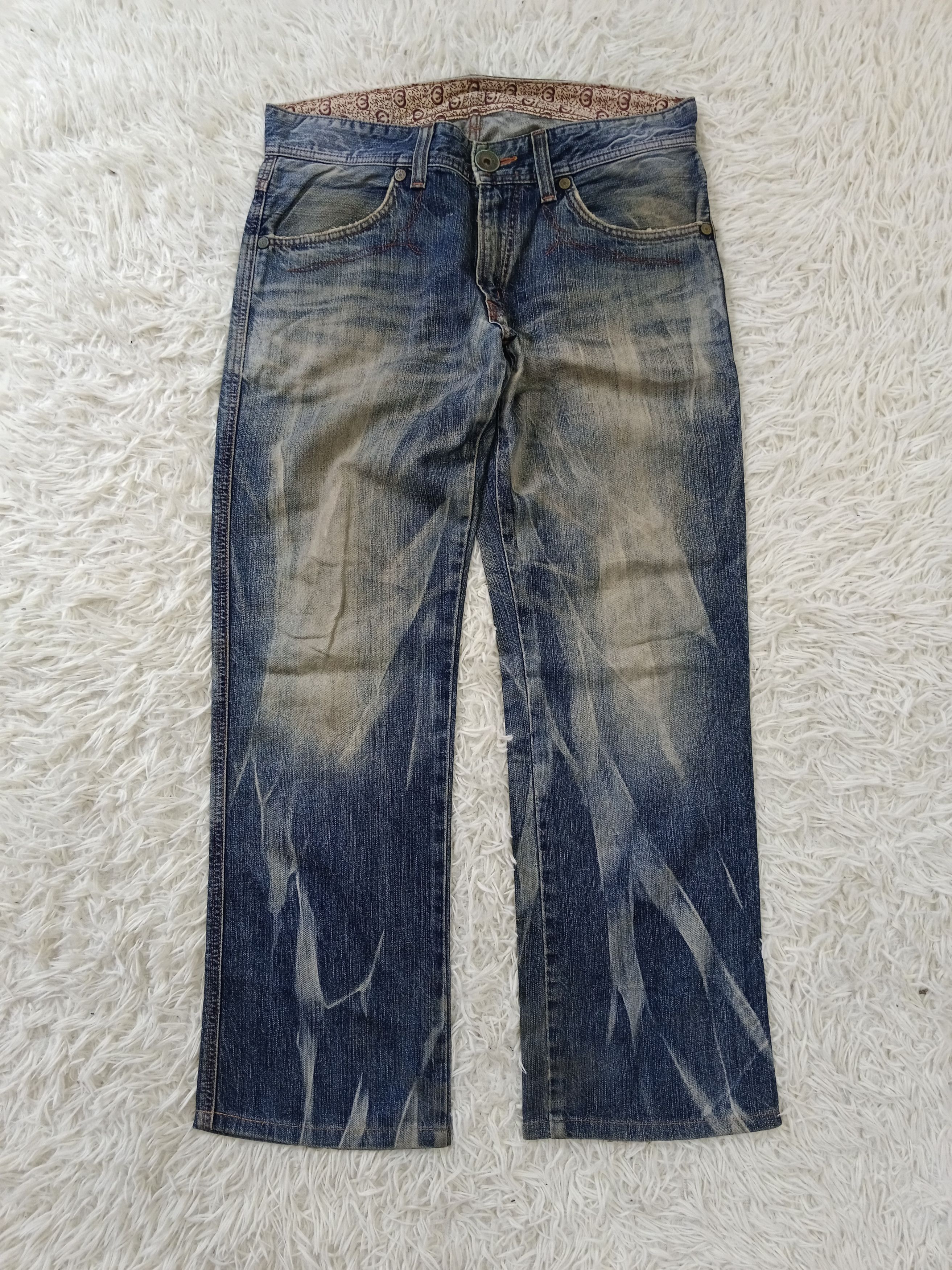 Edwin INSANE 90s🔥DiSTRESSED EDWIN BLUE TRIP DENIM PANTS Size US 32 / EU 48 - 1 Thumbnail