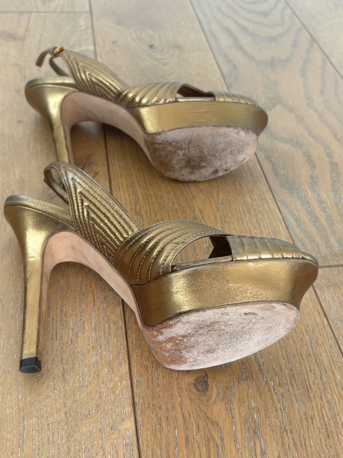 Gucci Vintage Gucci Gold Heels Size US 8 / IT 38 - 6 Thumbnail