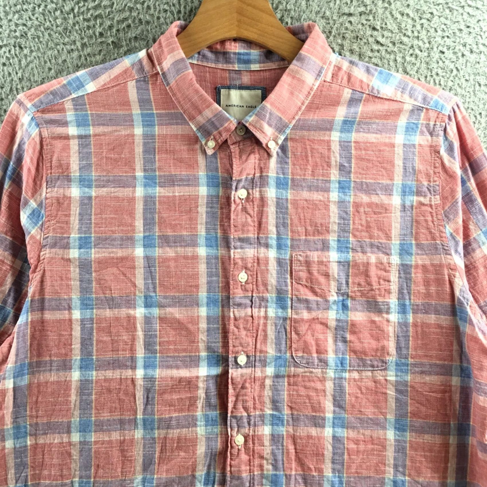 American Eagle Outfitters American Eagle Shirt Mens XXL Multicolor Cotton Plaid Long Sleeve Button Down Casual Size US XXL / EU 58 / 5 - 2 Thumbnail