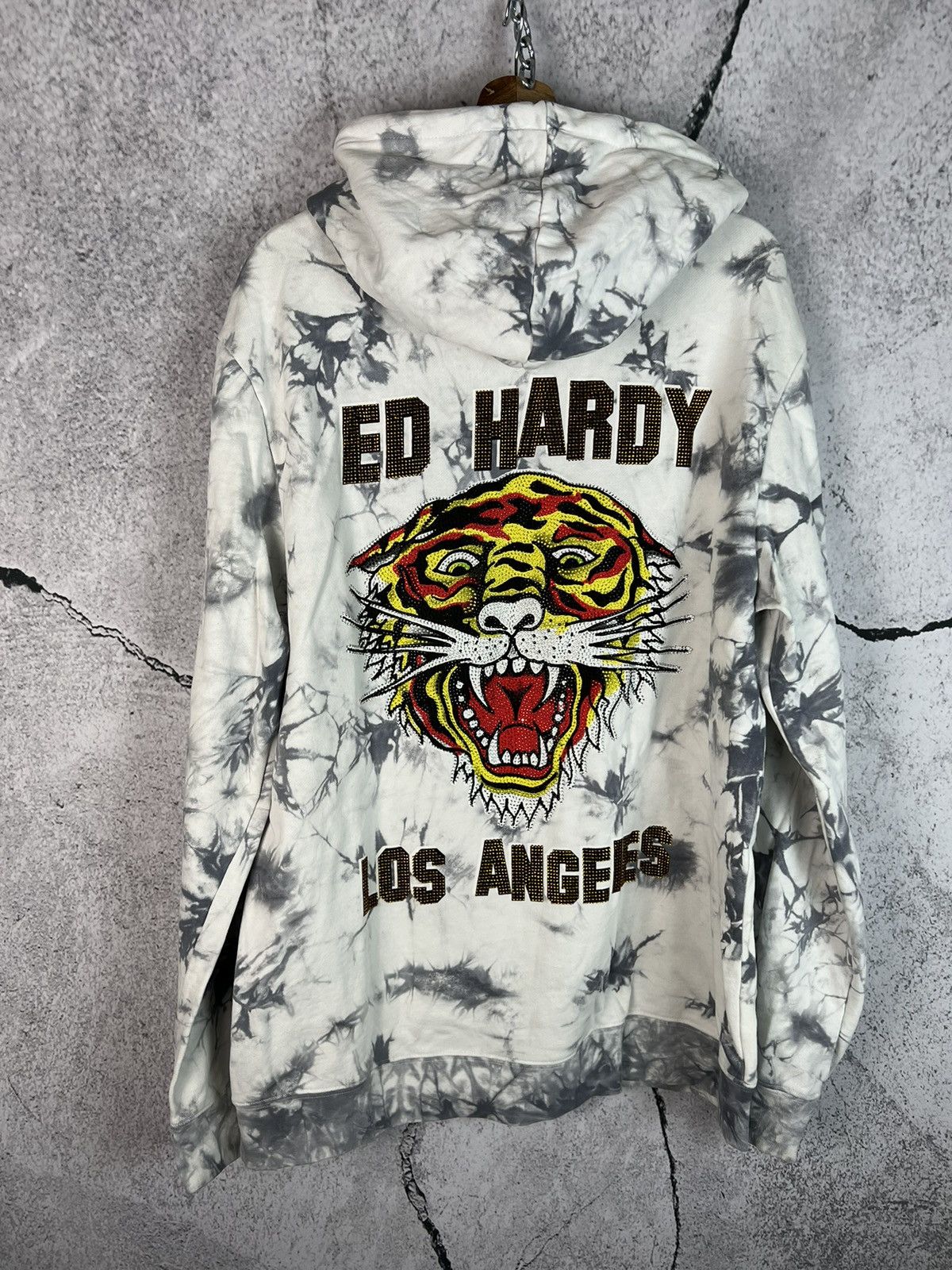 Ed Hardy Vintage Ed Hardy oversized Los Angeles Drip sequins Hoodie Size US L / EU 52-54 / 3 - 1 Thumbnail