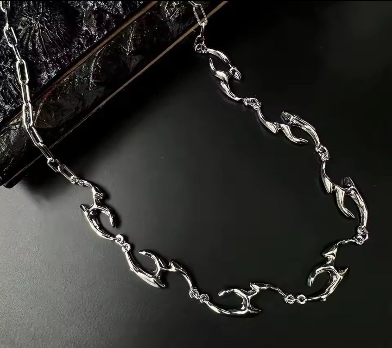 Other Gothic Punk Spike Pearl Necklace Chain Size ONE SIZE - 3 Thumbnail