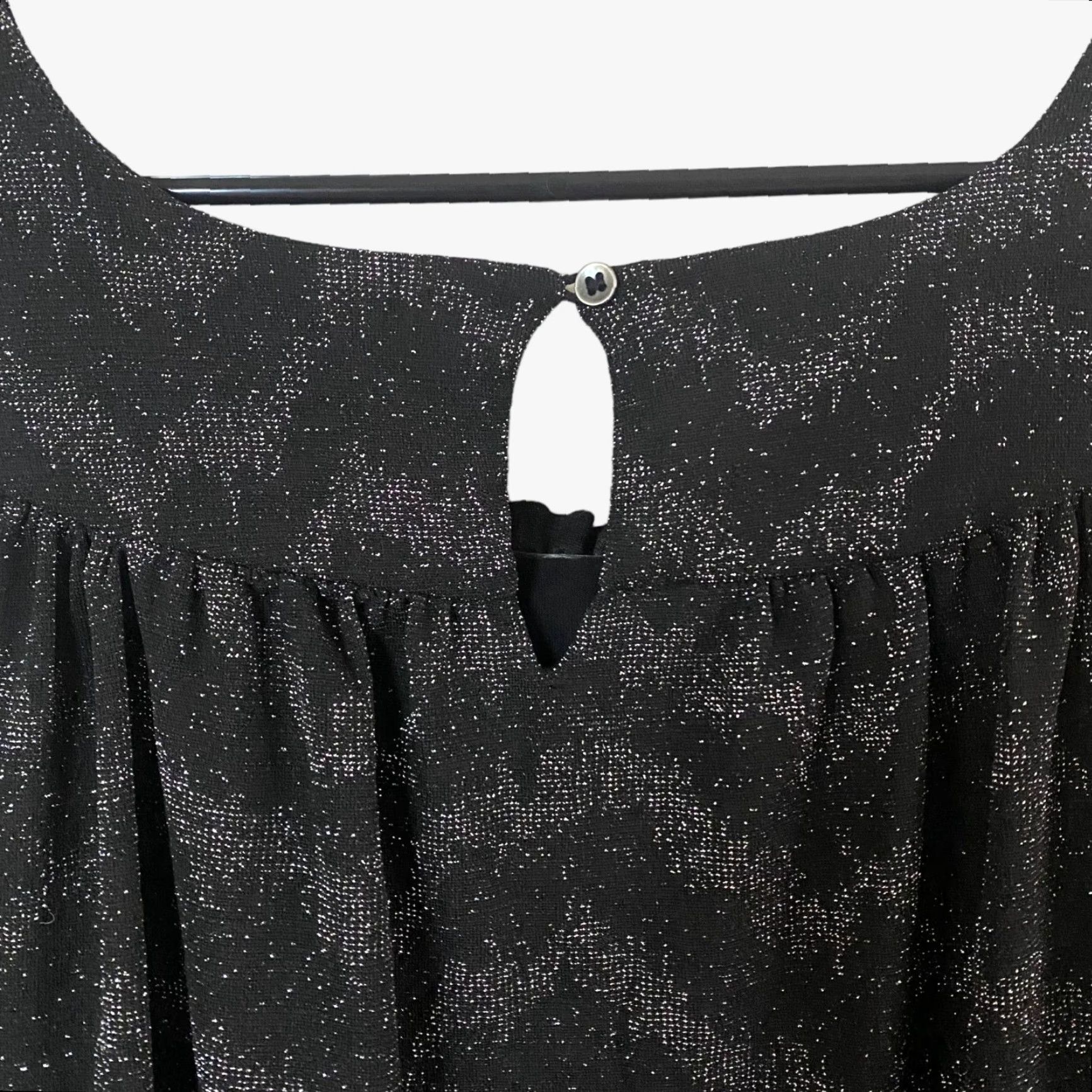 Anthropologie ANTHROPOLOGIE Carly Shimmer Metallic Tank Top Women's Size Large Black Sleeveless Lined Size L / US 10 / IT 46 - 6 Thumbnail