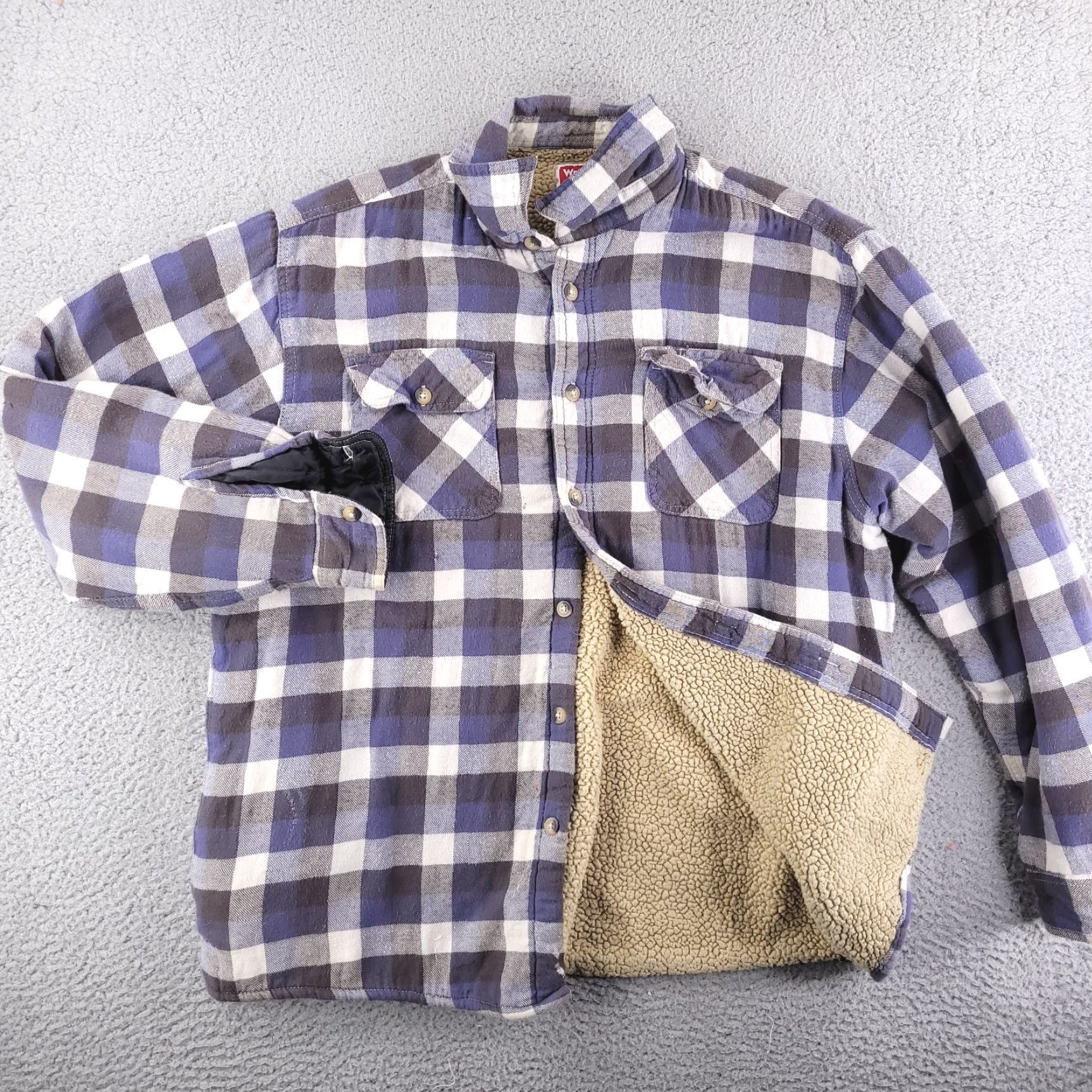 Wrangler Wrangler Coat Mens L Blue Flannel Sherpa Overcoat Outdoor Warm Chore Size US L / EU 52-54 / 3 - 3 Thumbnail