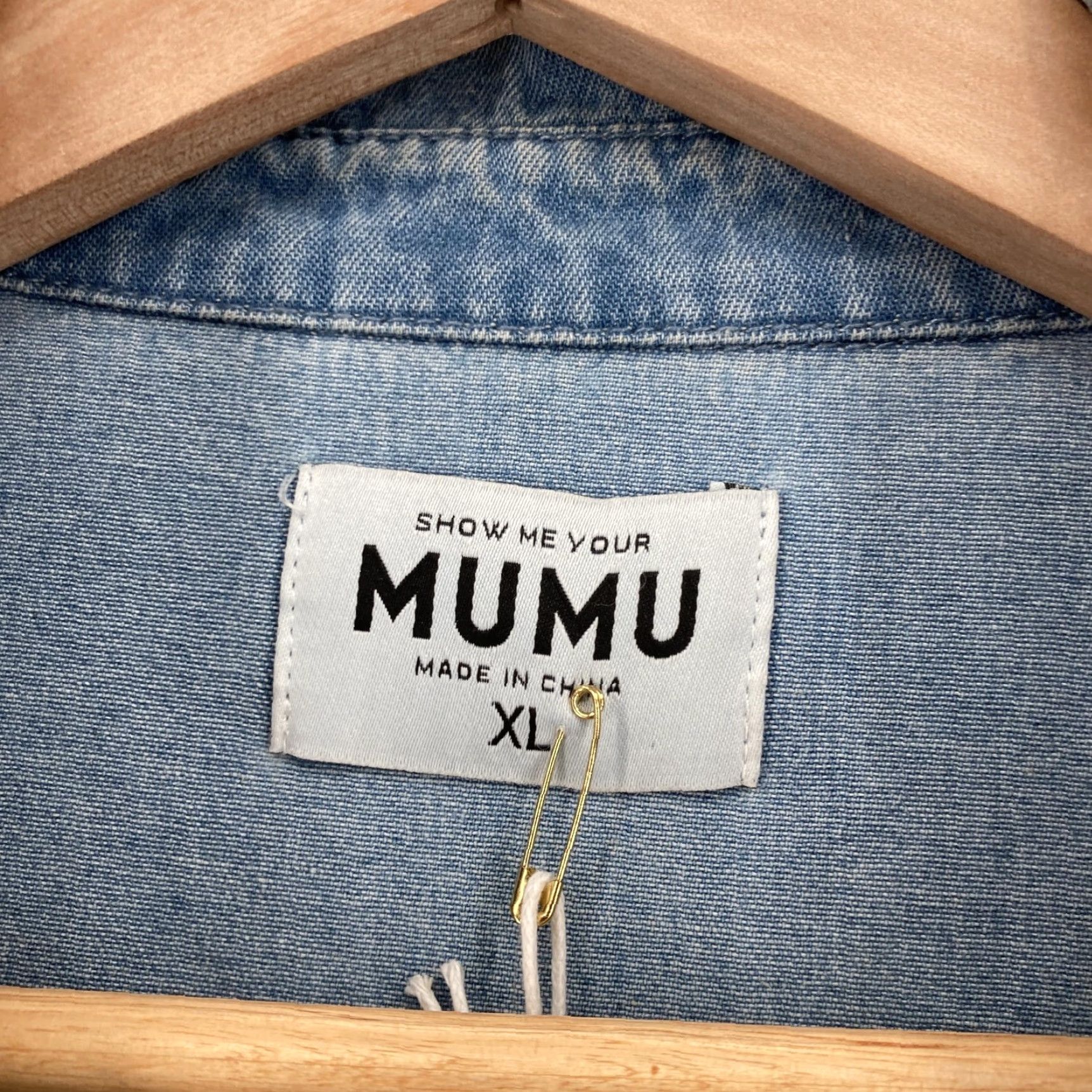 Show Me Your MuMu VINTAGE Show Me Your MuMu Denim Shirt Dress Womens XL Blue Louisiana Raw Hem Long Sleeve Size XL / US 12-14 / IT 48-50 - 2 Thumbnail