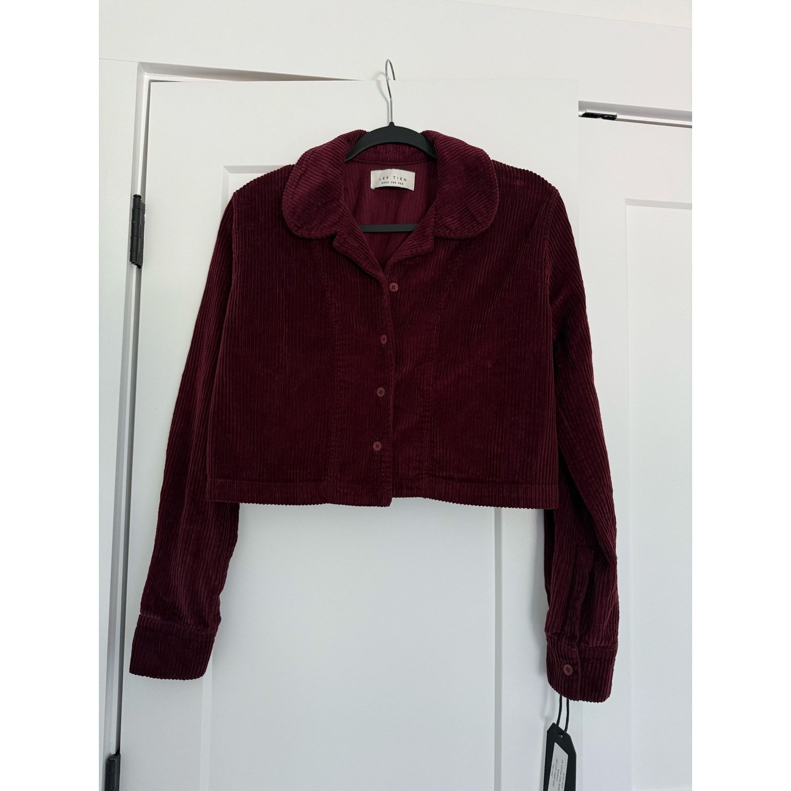 Les Tien $242 New Les Tien Iris Bordeaux Corduroy Button Up - Small Size S / US 4 / IT 40 - 1 Thumbnail