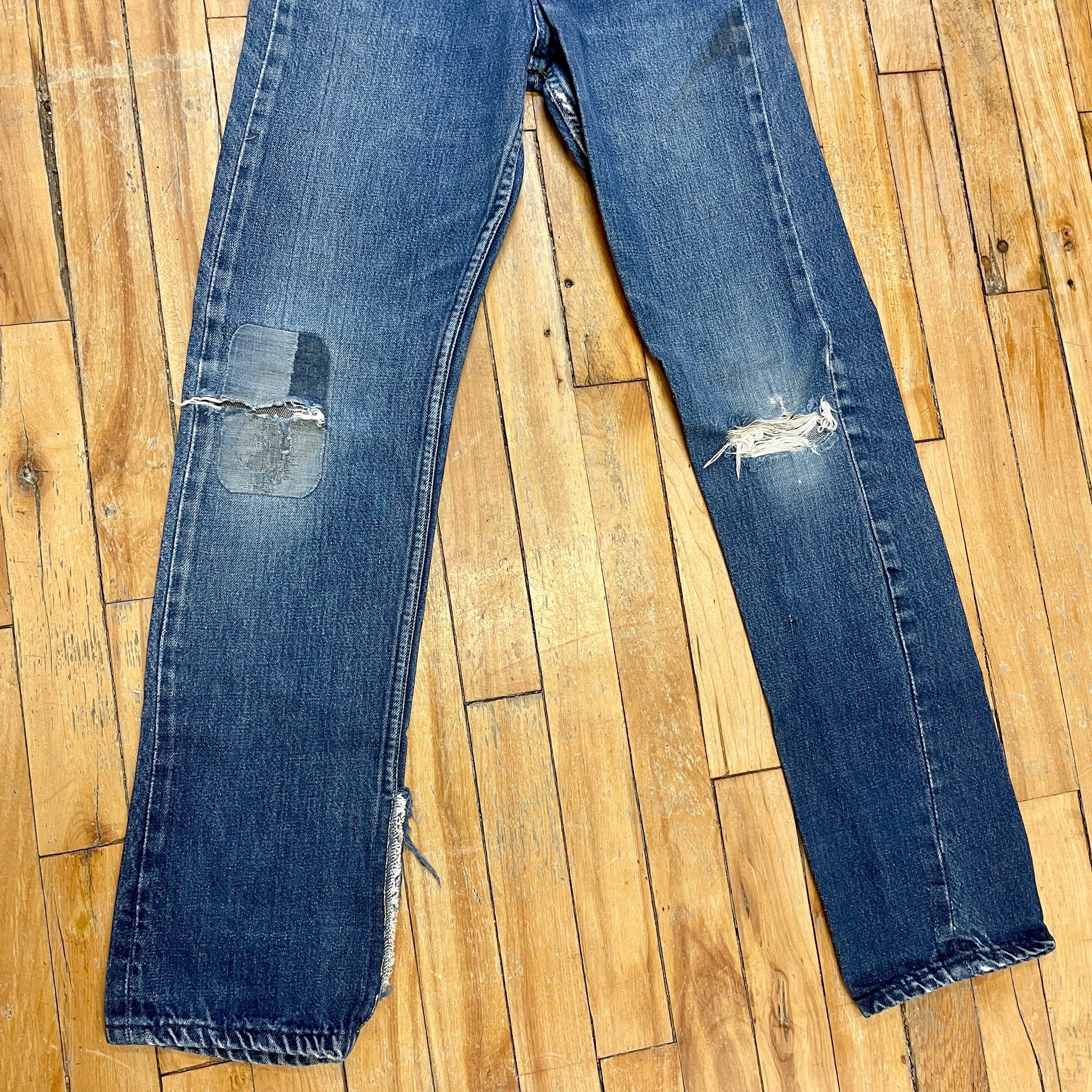 Other Vintage Mid-Century Patched Perfection Circle S High Waisted Ranch Selvedge Denim Jeans Petite/Youth 23" Waist Size 23" - 5 Thumbnail