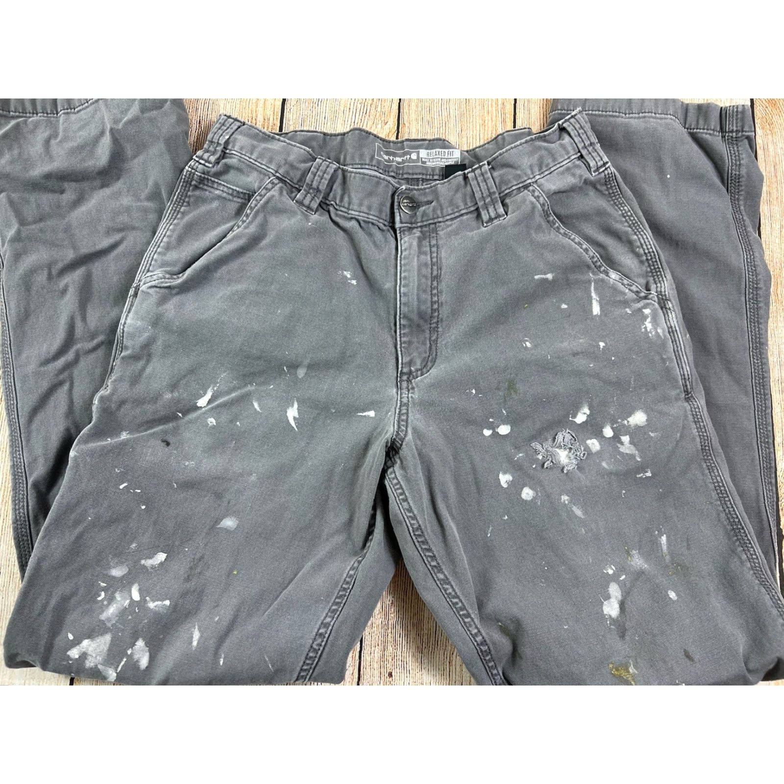 Carhartt Carhartt Mens Pants Relaxed Fit Carpenter Gray 32x31 Inseam 31 Paint Splatter Distressed Size US 32 / EU 48 - 3 Thumbnail