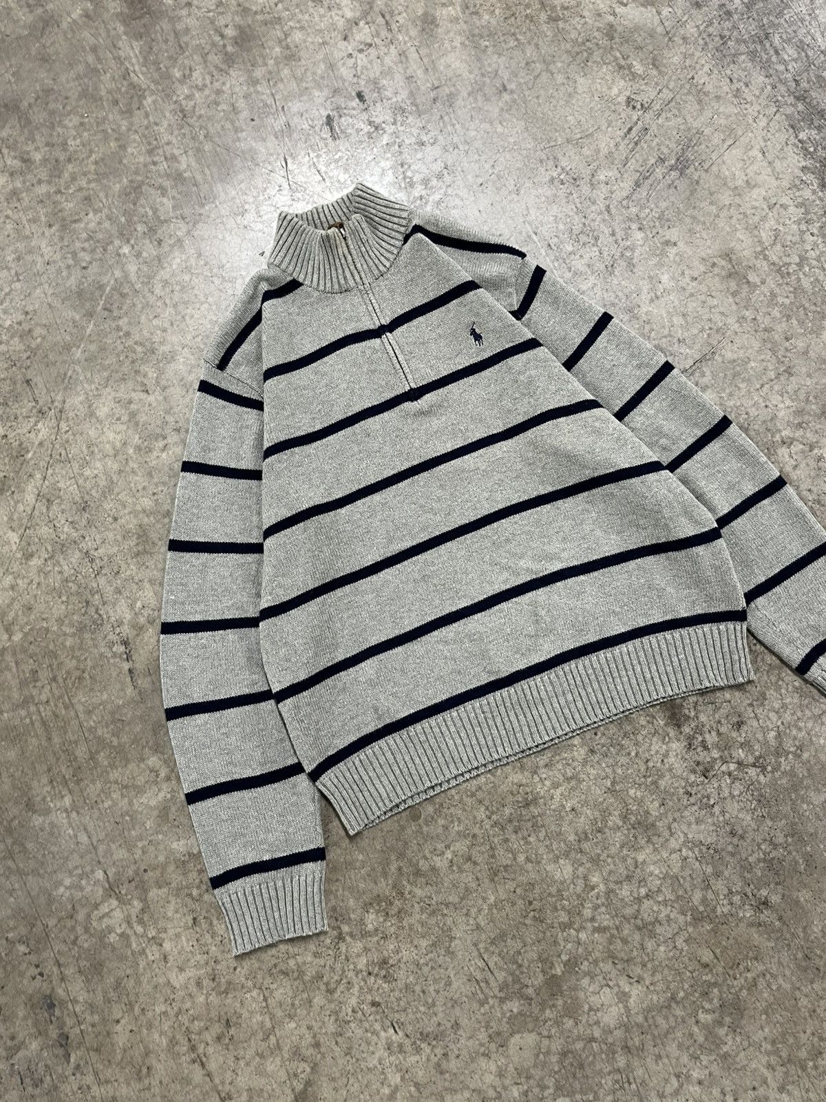 Polo Ralph Lauren × Vintage Polo Ralph Lauren vintage stripped 1/4 zip sweater knit Size US M / EU 48-50 / 2 - 4 Thumbnail