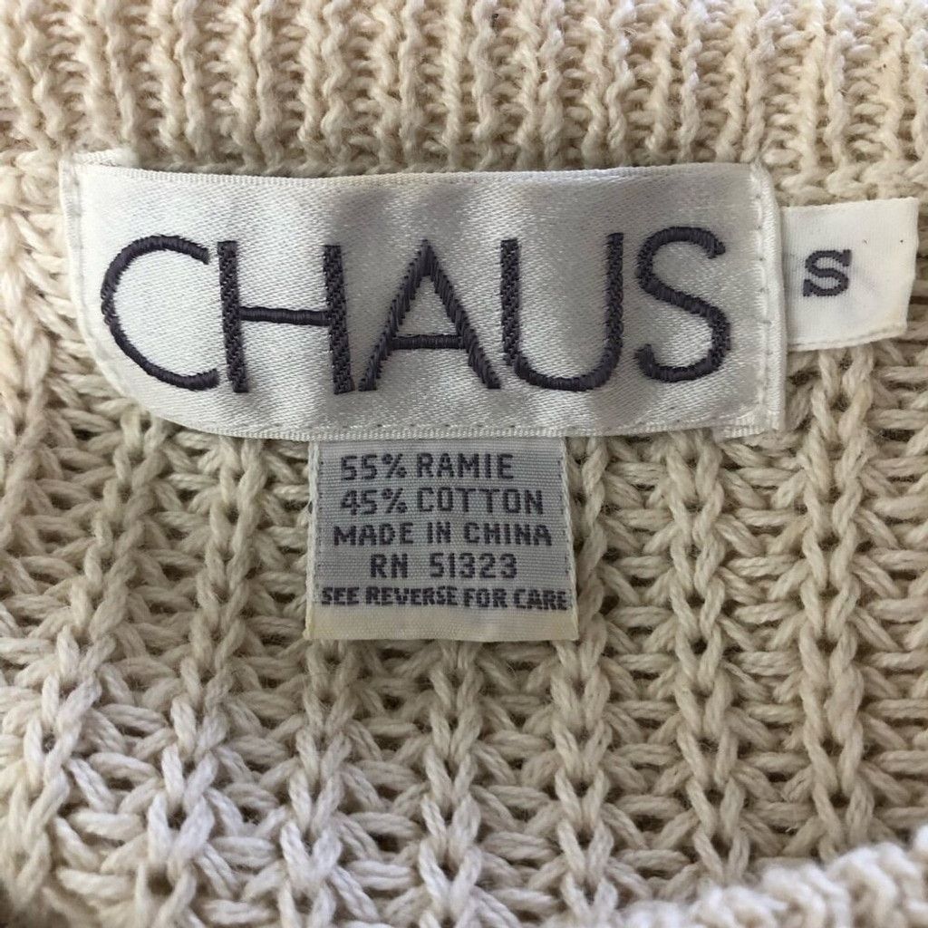 Vintage Y2K Chaus Chunky Knit Blouse Short Sleeves Cotton Cream sz S Size XS / US 0-2 / IT 36-38 - 10 Thumbnail