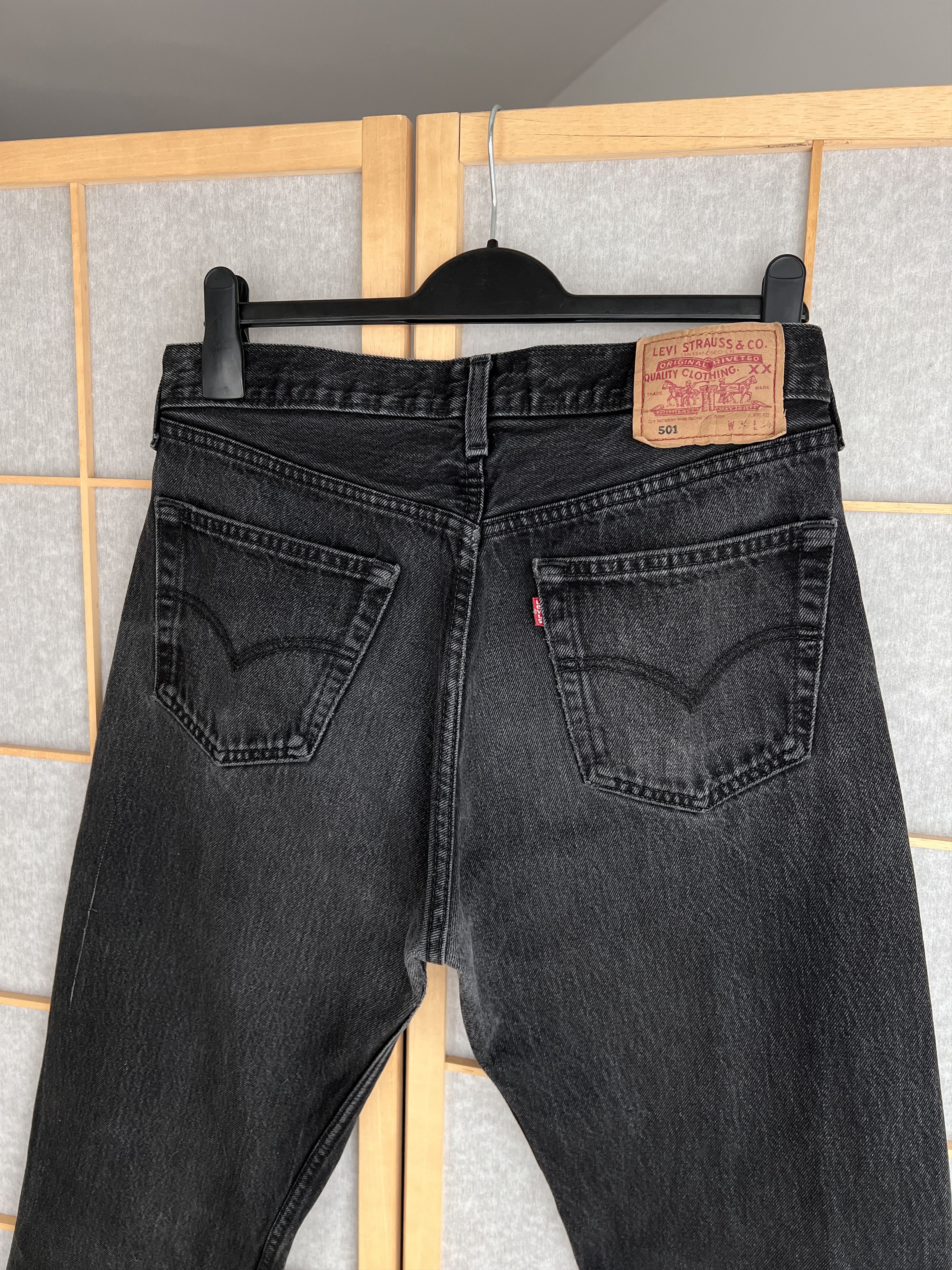 Levi's Levis 501 USA vintage 90s washed black denim jeans cropped Size US 34 / EU 50 - 10 Thumbnail