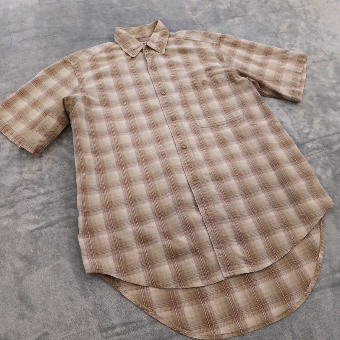 Wrangler Wrangler Shirt Mens Medium Beige Plaid Short Sleeve Button-Down Cotton Size US M / EU 48-50 / 2 - 4 Thumbnail