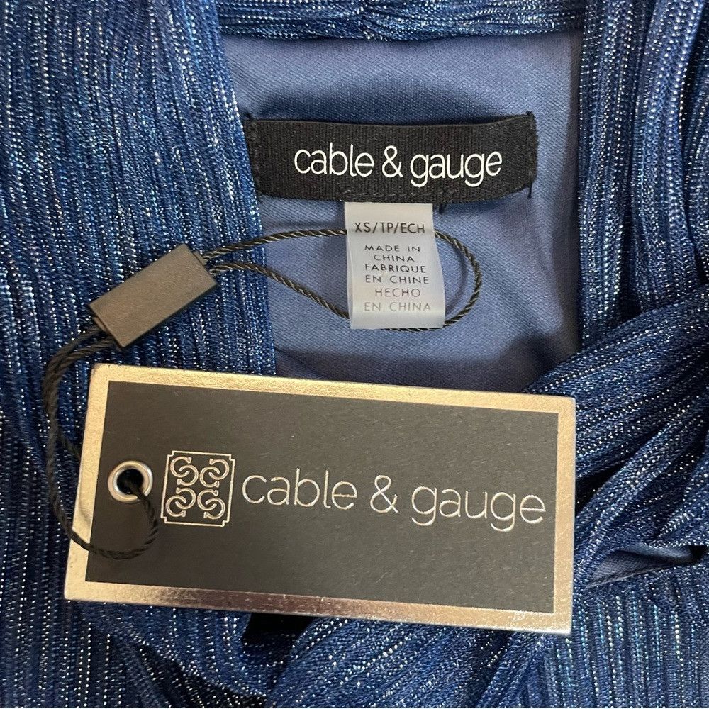 Other NWT New Cable & Gauge Blue Metallic Long Sleeve Tie Neck Bl Size XS / US 0-2 / IT 36-38 - 5 Thumbnail