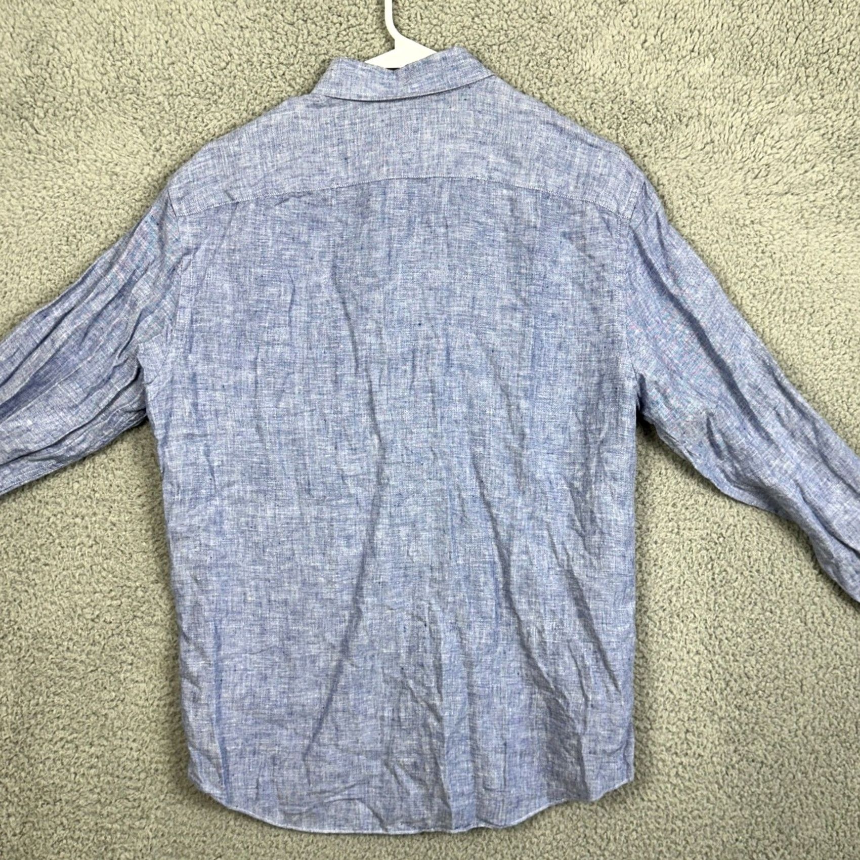 UNTUCKit UNTUCKit Button-Up Shirt 100% Linen Mens Medium Blue Long Sleeve Outdoor Casual Shirt Mens Measurements 41x27 Breathable Collared Navy/Blue Size US M / EU 48-50 / 2 - 3 Thumbnail