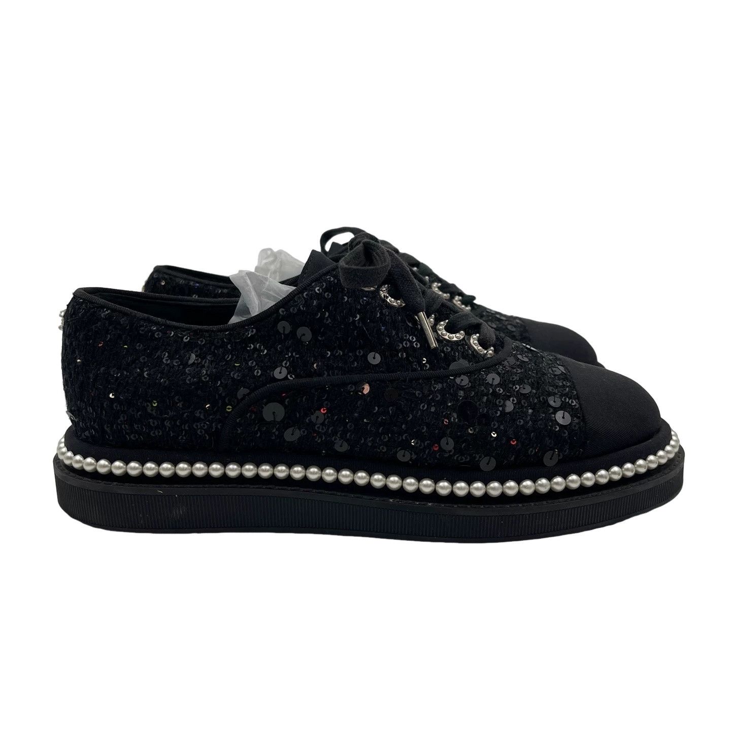 Chanel Chanel Sequin Pearl Low-Top Sneakers Size 36.5 Size US 5.5 / IT 35.5 - 1 Thumbnail