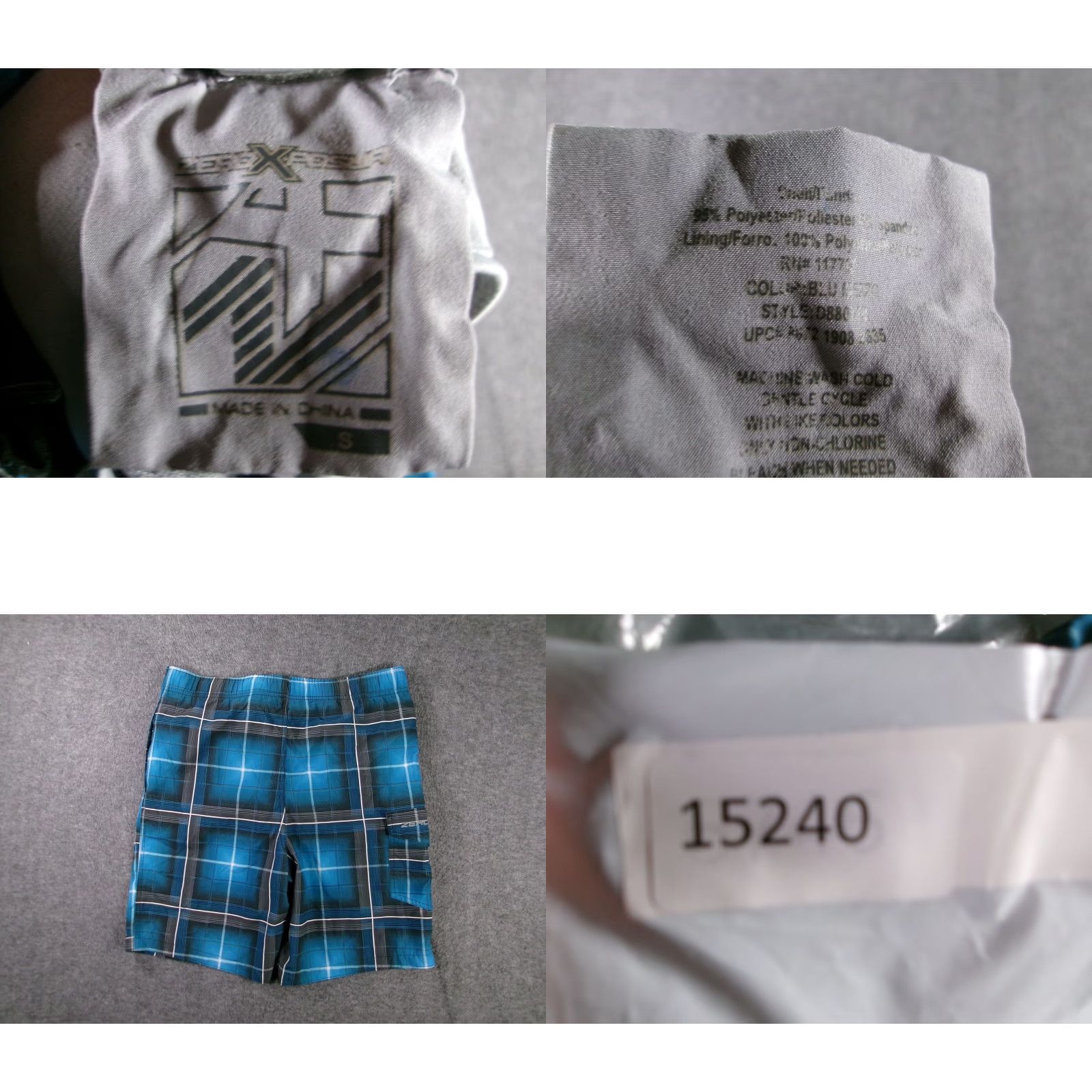ZeroXposur ZeroXposur Swim Trunks Mens S Blue Plaid Boardshorts Cargo Pocket Elastic Waist Size US 29 - 8 Thumbnail