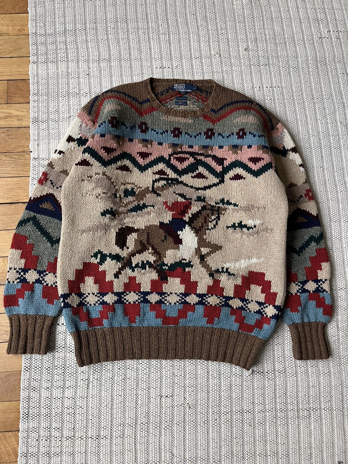 Ralph Lauren Ralph Lauren Hand Wool Western Cowboy Sweat Vintage 90s Rare Size US L / EU 52-54 / 3 - 3 Thumbnail