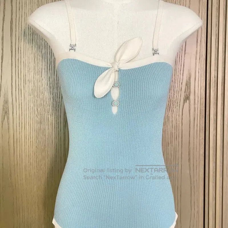 Chanel Chanel Summer Blue Cotton Sleeveless Top . Size S / US 4 / IT 40 - 4 Thumbnail