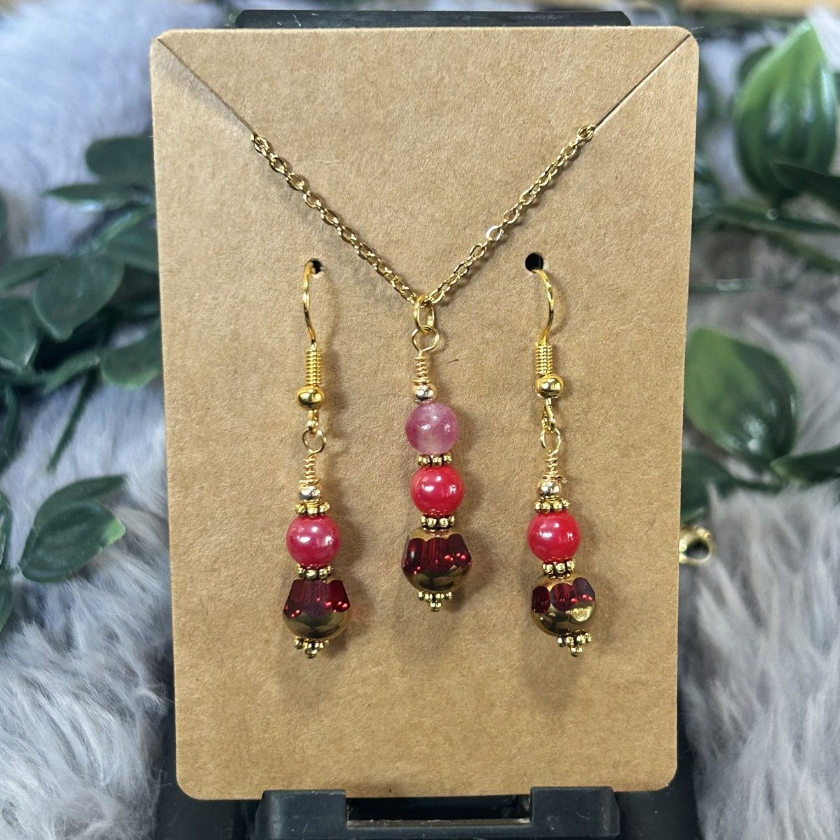 Handmade Handcrafted di-cut art glass elbaite necklace set Size ONE SIZE - 2 Thumbnail