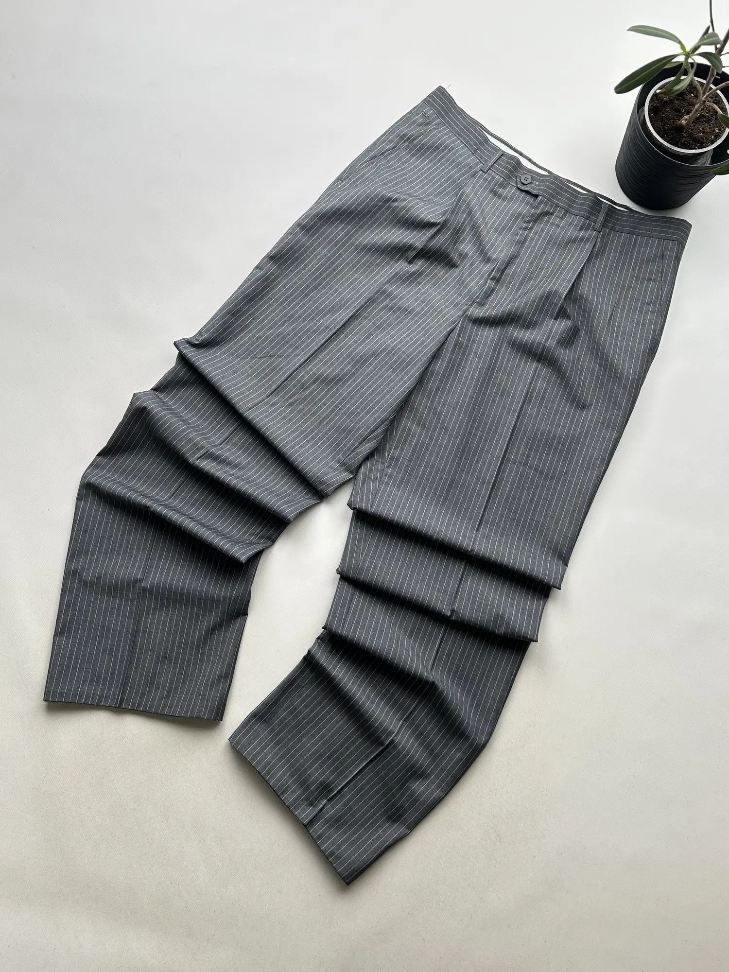 Armani Collezioni Vintage Striped Wool Pants