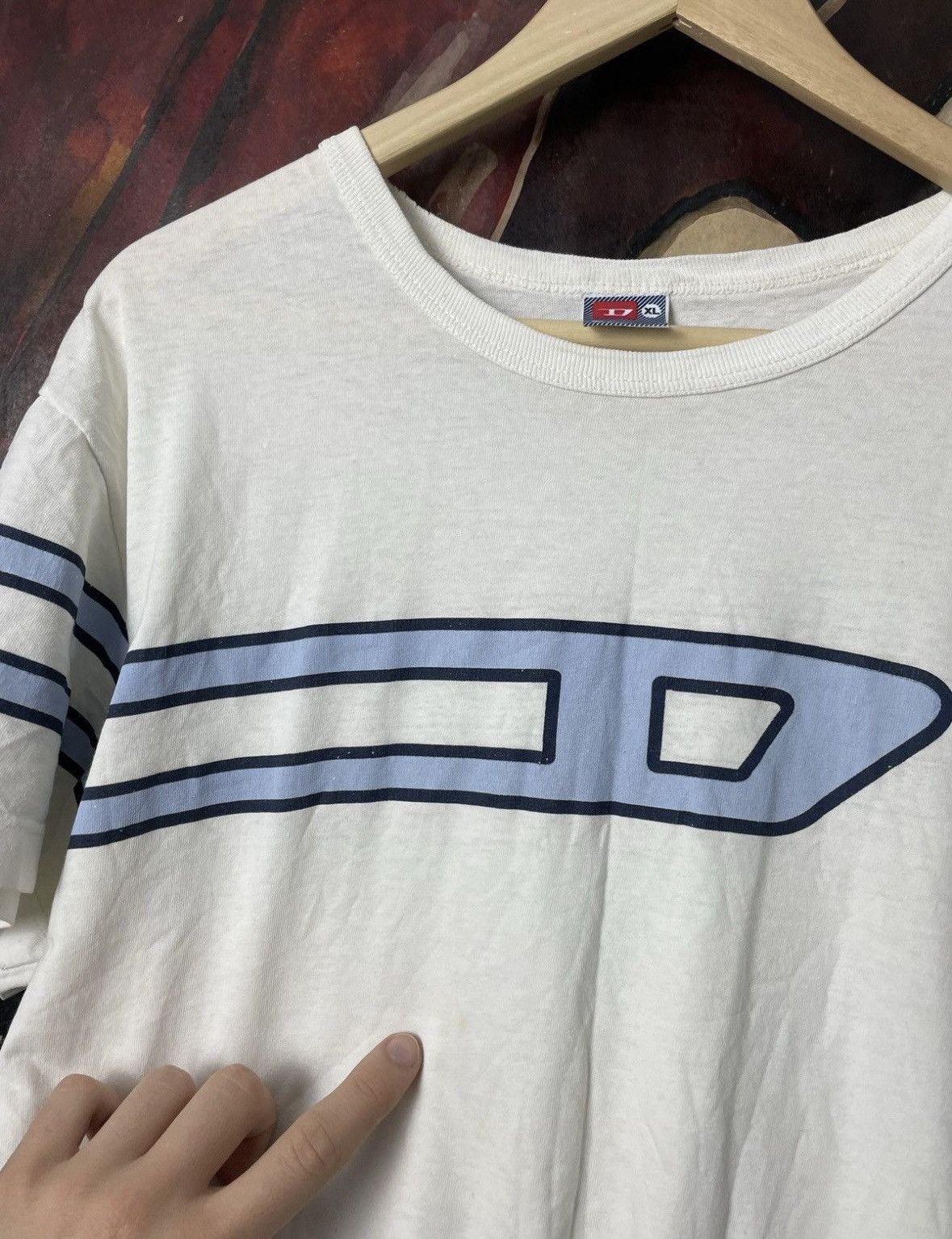 Diesel Vintage Y2k Avant Garde Diesel Tee Rare White Blue Hype Size US L / EU 52-54 / 3 - 3 Thumbnail