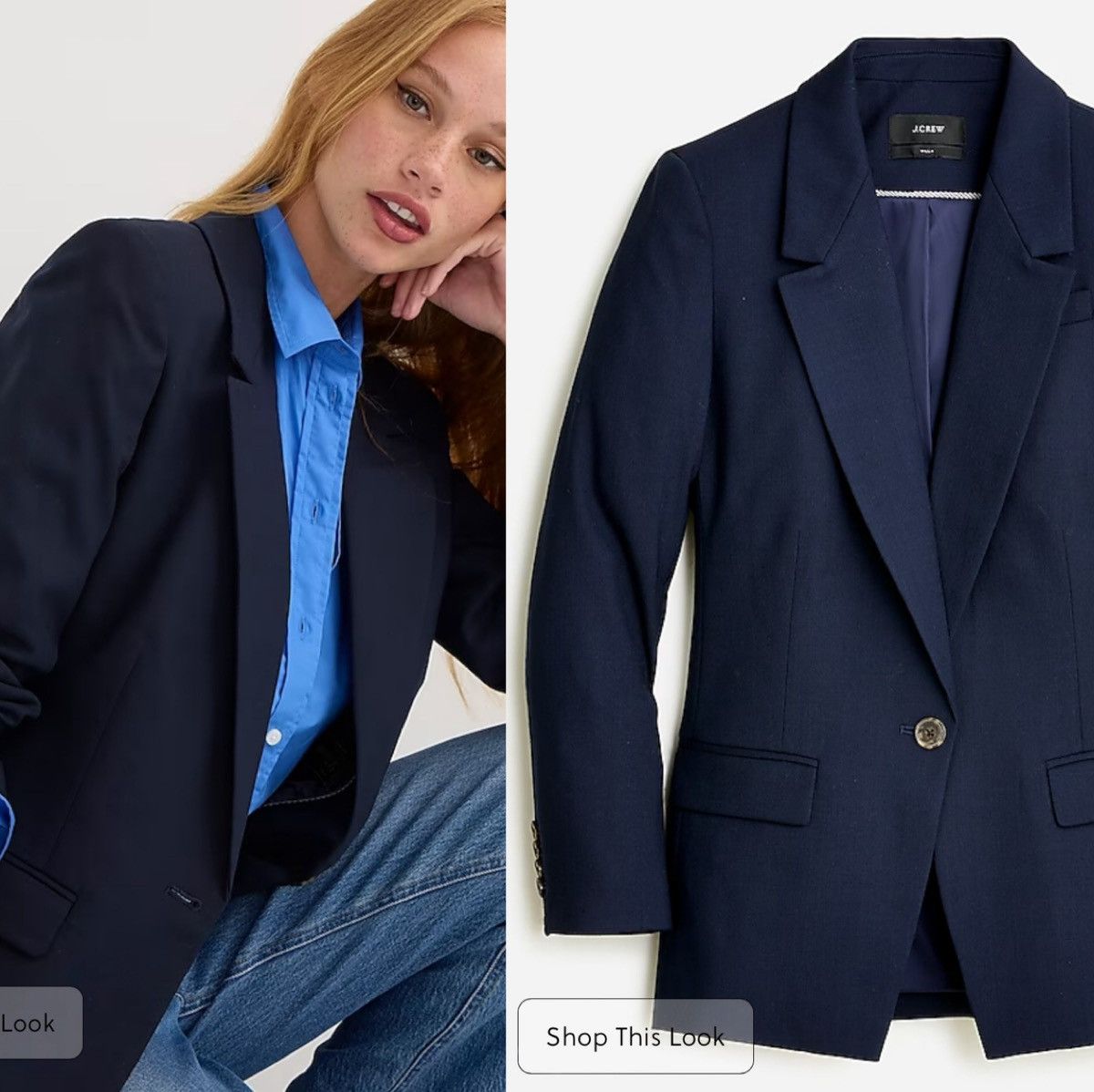 image of J Crew J.crew Willa Blazer Italian City Wool Navy Blue Schoolboy 2T, Women's (Size XS)