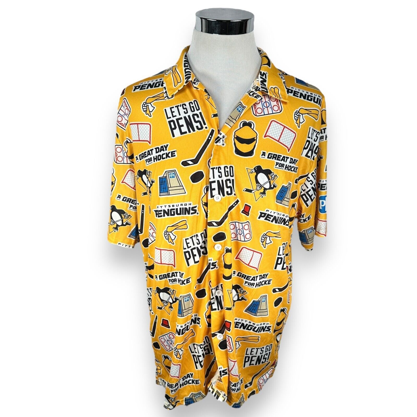 NHL Pittsburgh Penguins Hawaiian Shirt Men XL Yellow NHL Hockey Size US XL / EU 56 / 4 - 1 Thumbnail