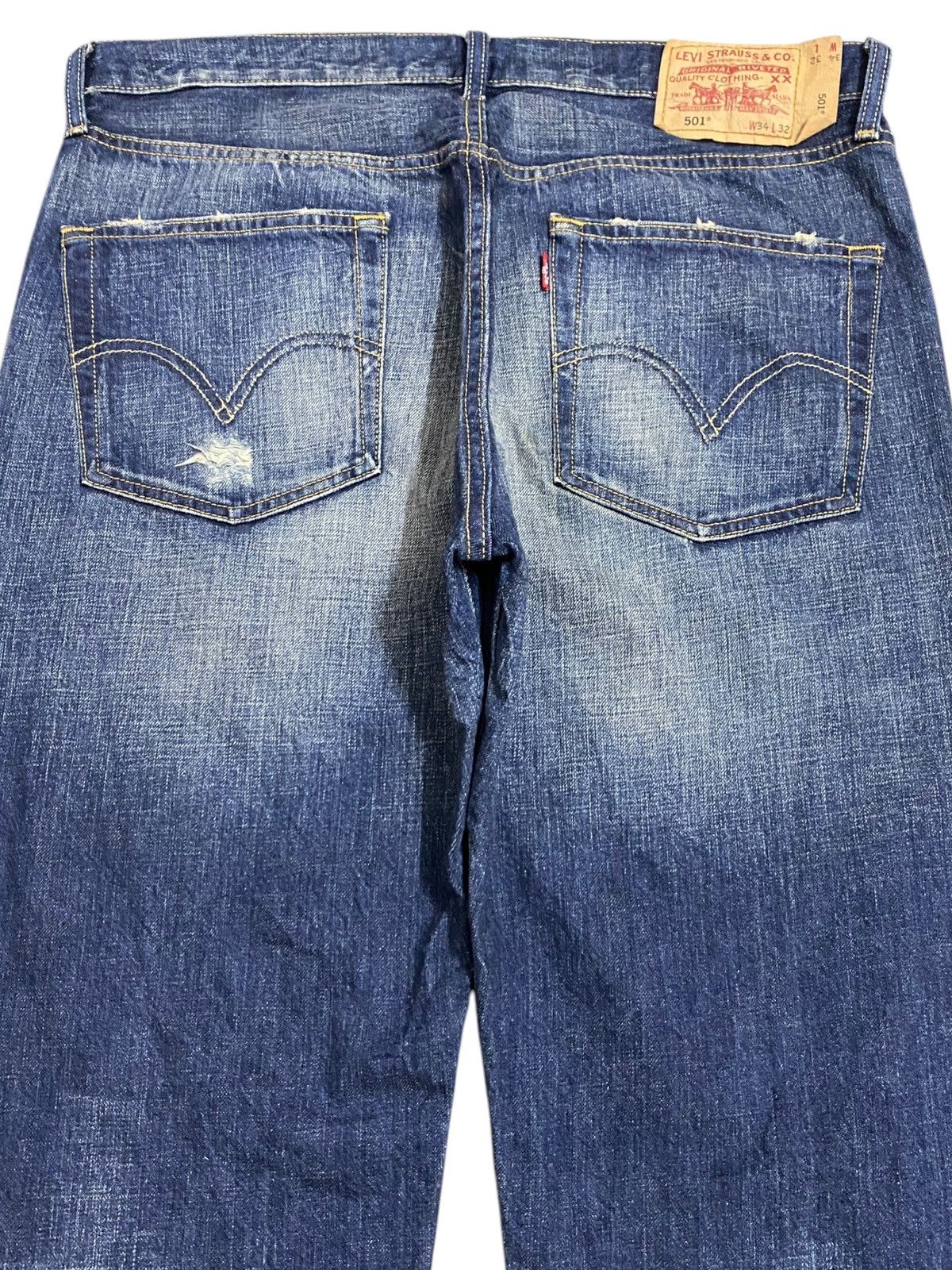 Levi's Vintage Clothing Vintage Levis501 Y2K Faded Distressed Style Loose Jeans Size US 35 - 4 Thumbnail