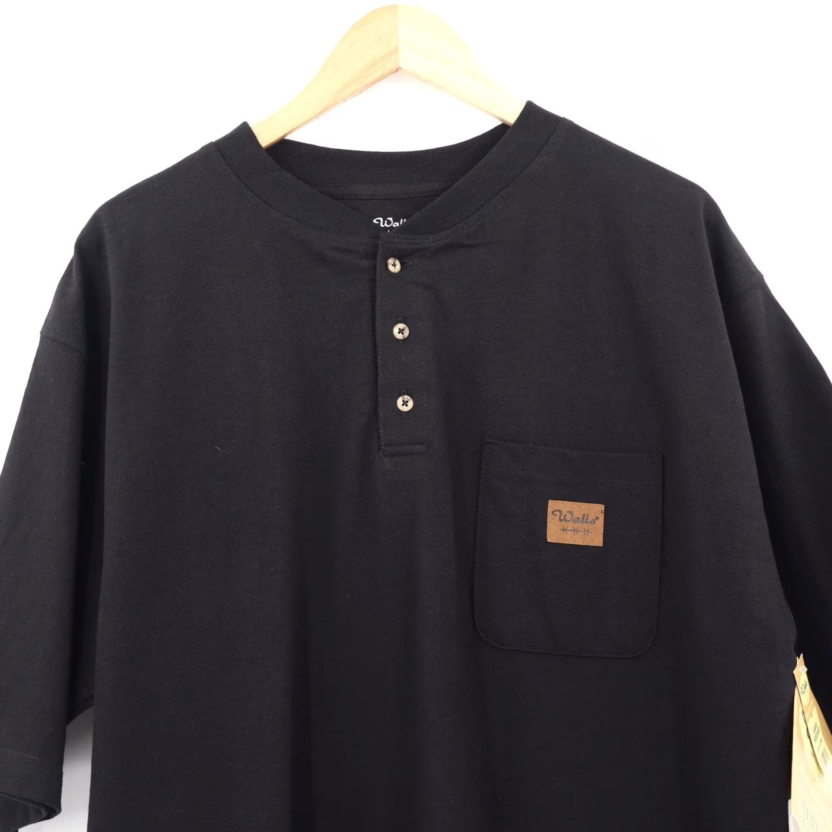 Walls Walls T-Shirt Mens Henley Pocket Black L Size US L / EU 52-54 / 3 - 3 Thumbnail