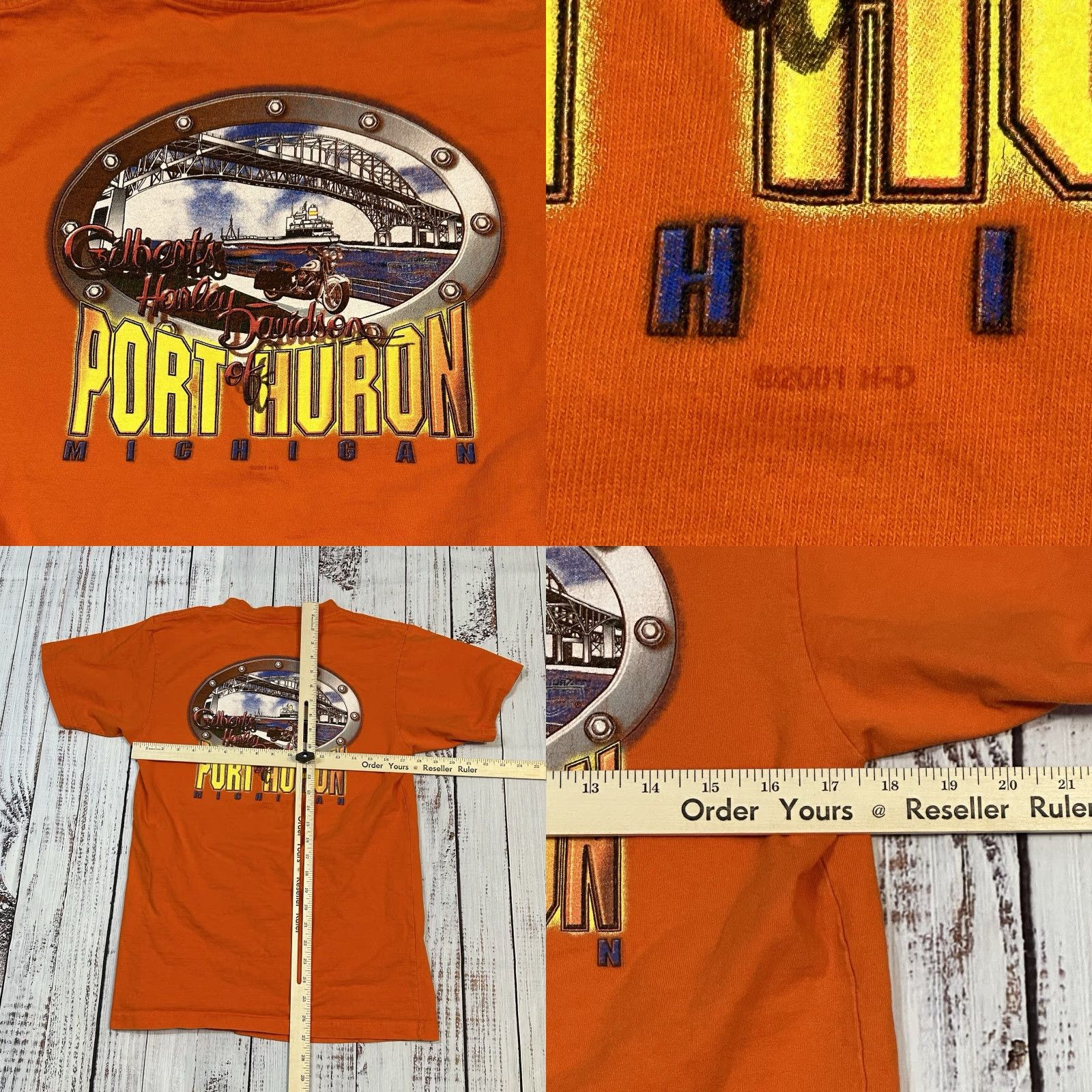 Harley Davidson VINTAGE Harley-Davidson American Legend Tee Port of Huron Michigan Graphic Men’s Medium Orange USA MADE Shirt Size US M / EU 48-50 / 2 - 8 Thumbnail