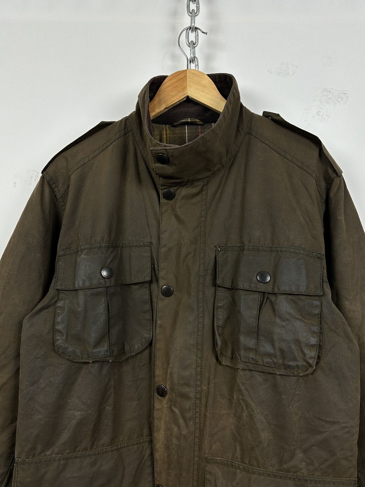 Barbour Barbour Trooper Olive Green Waxed Coat Jacket Size US M / EU 48-50 / 2 - 5 Thumbnail