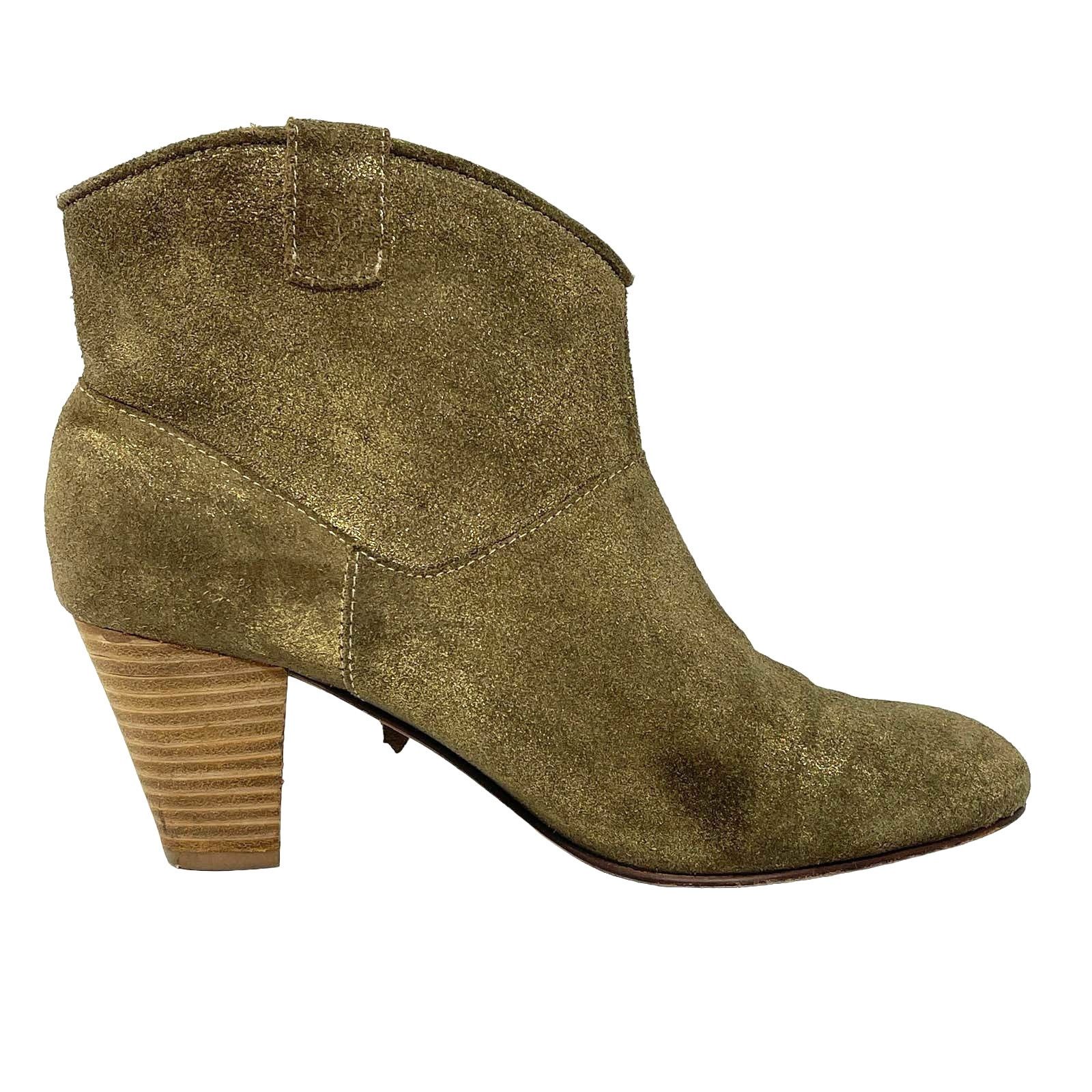 Maje Maje Jaune Gold Suede Ankle Booties Size EU40 US10 UK7 Size US 10 / IT 40 - 4 Thumbnail